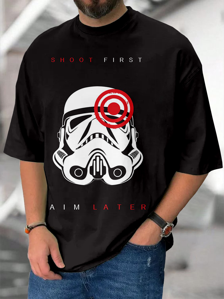 SHOOT FIRST AIM LATER Printed T-Shirt