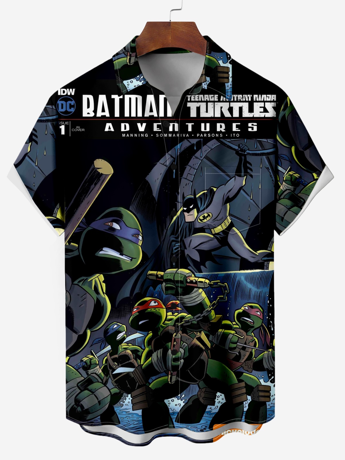 Classic Superhero Cartoon Characters Print Short-Sleeved Shirt 10