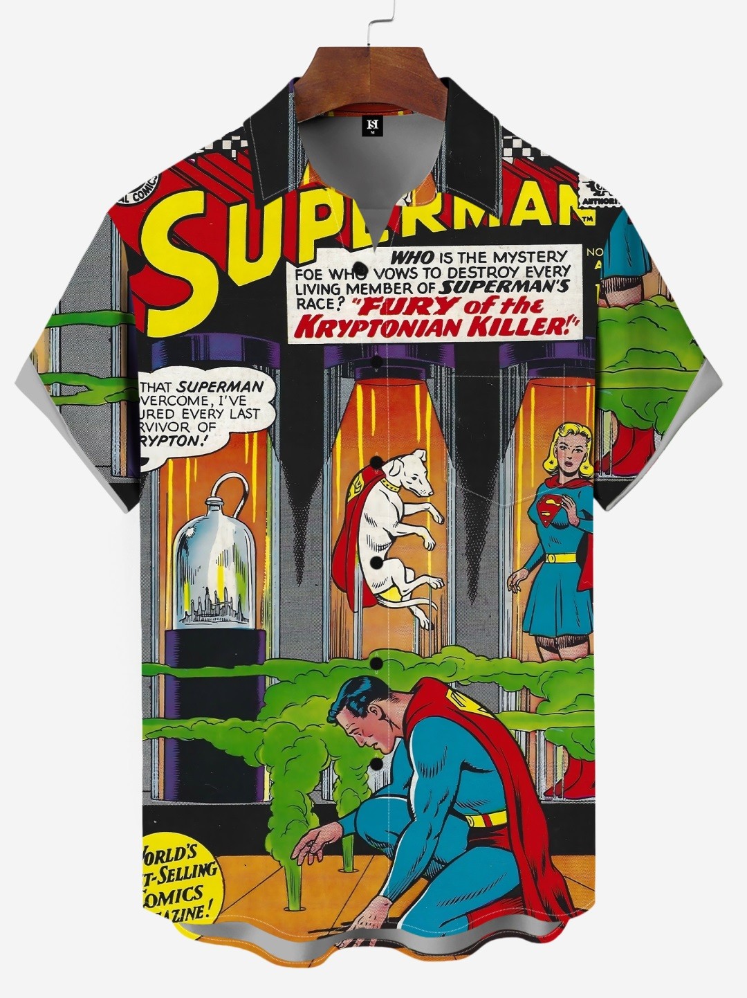 Men's Classic Comic Print Short Sleeve Shirt 605