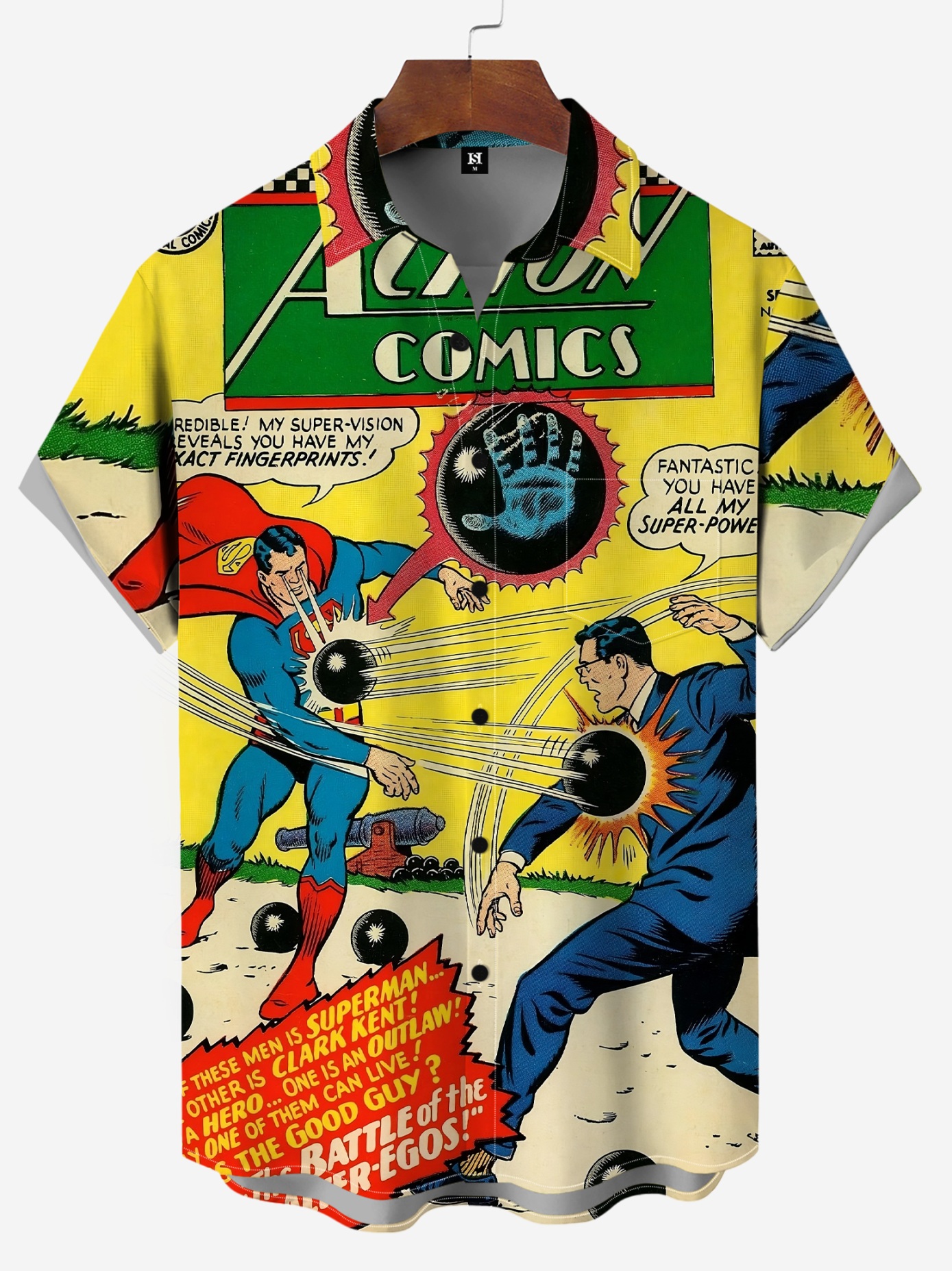 Men's Classic Comic Print Short Sleeve Shirt 139