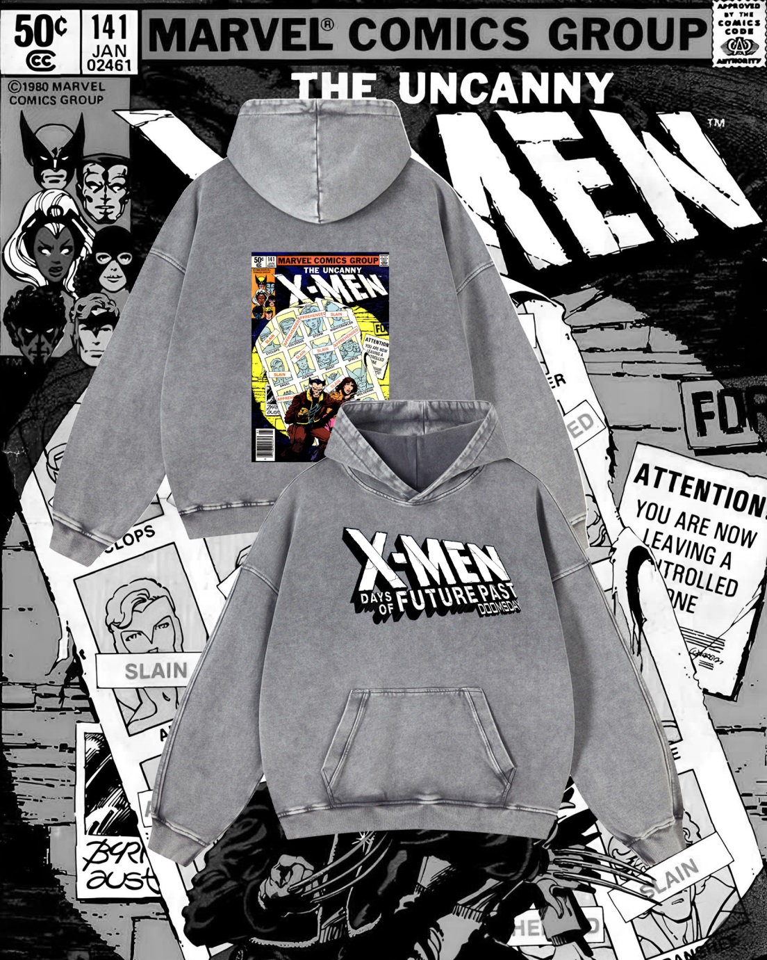 Superhero Vintage Washed Hoodie 023