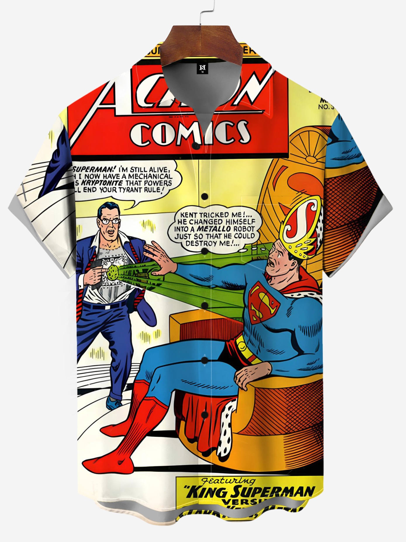 Men's Classic Comic Print Short Sleeve Shirt 9816