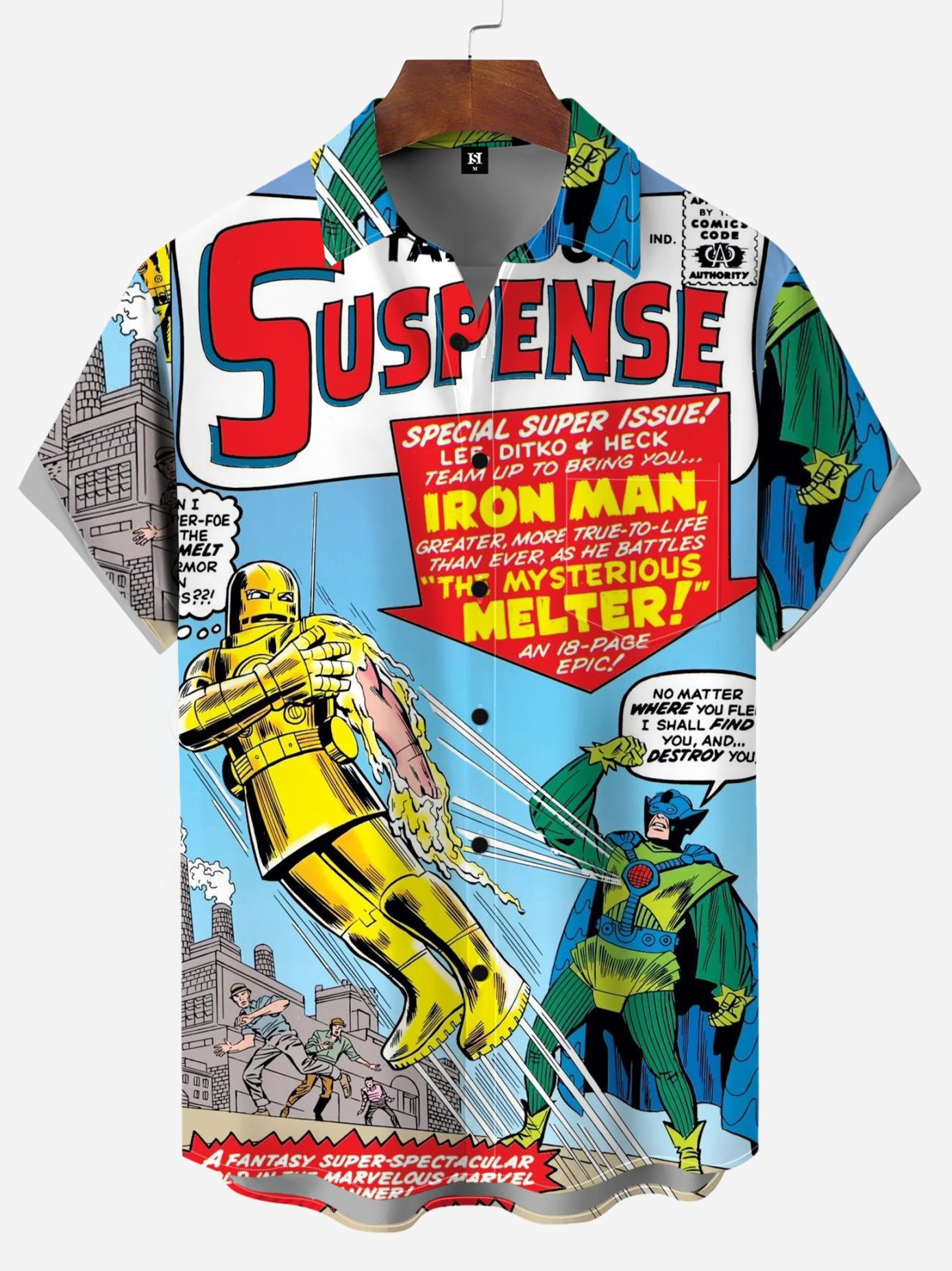 Men's Classic Comic Print Short Sleeve Shirt 9820