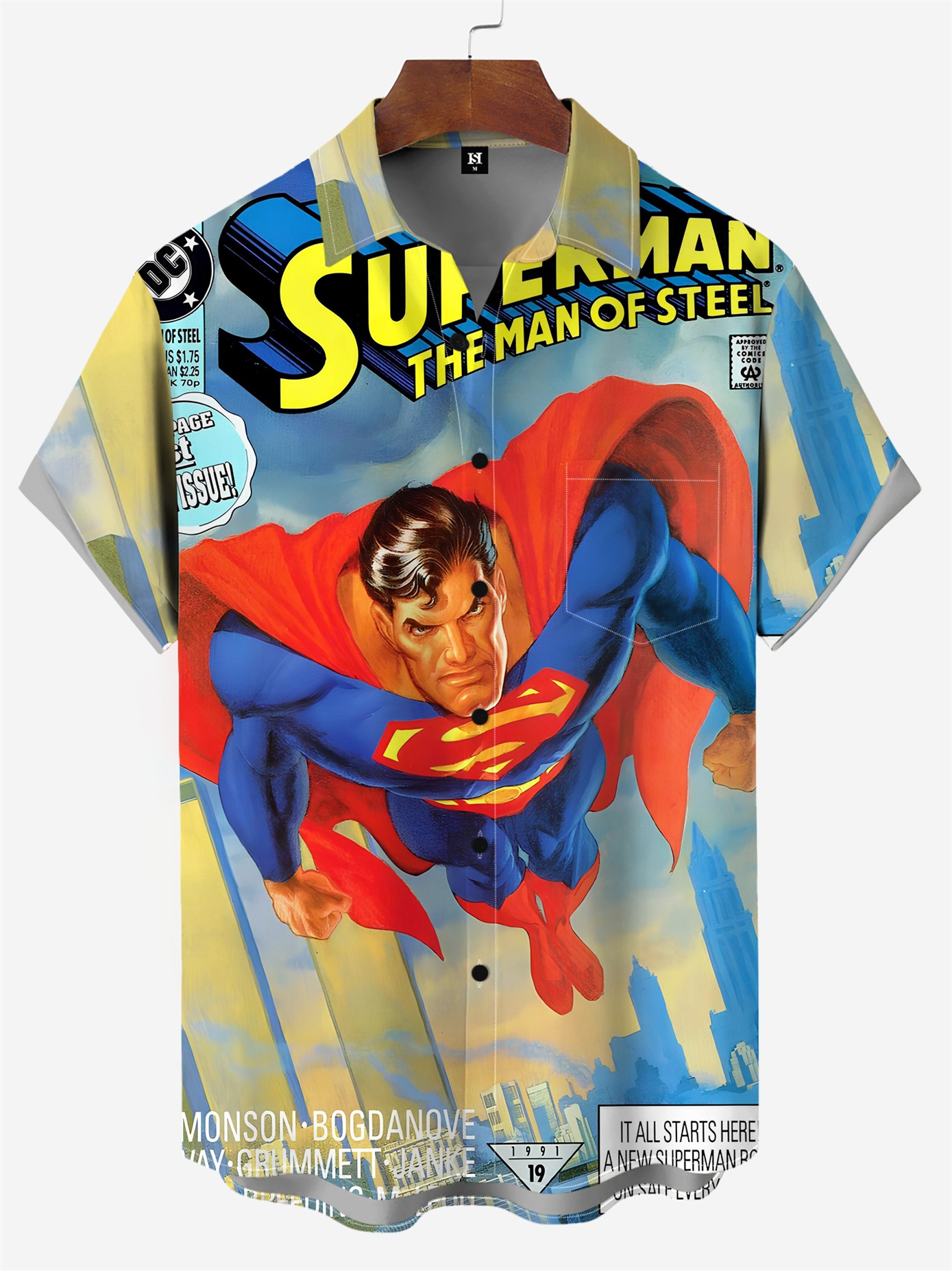 Men's Classic Comic Print Short Sleeve Shirt 9815