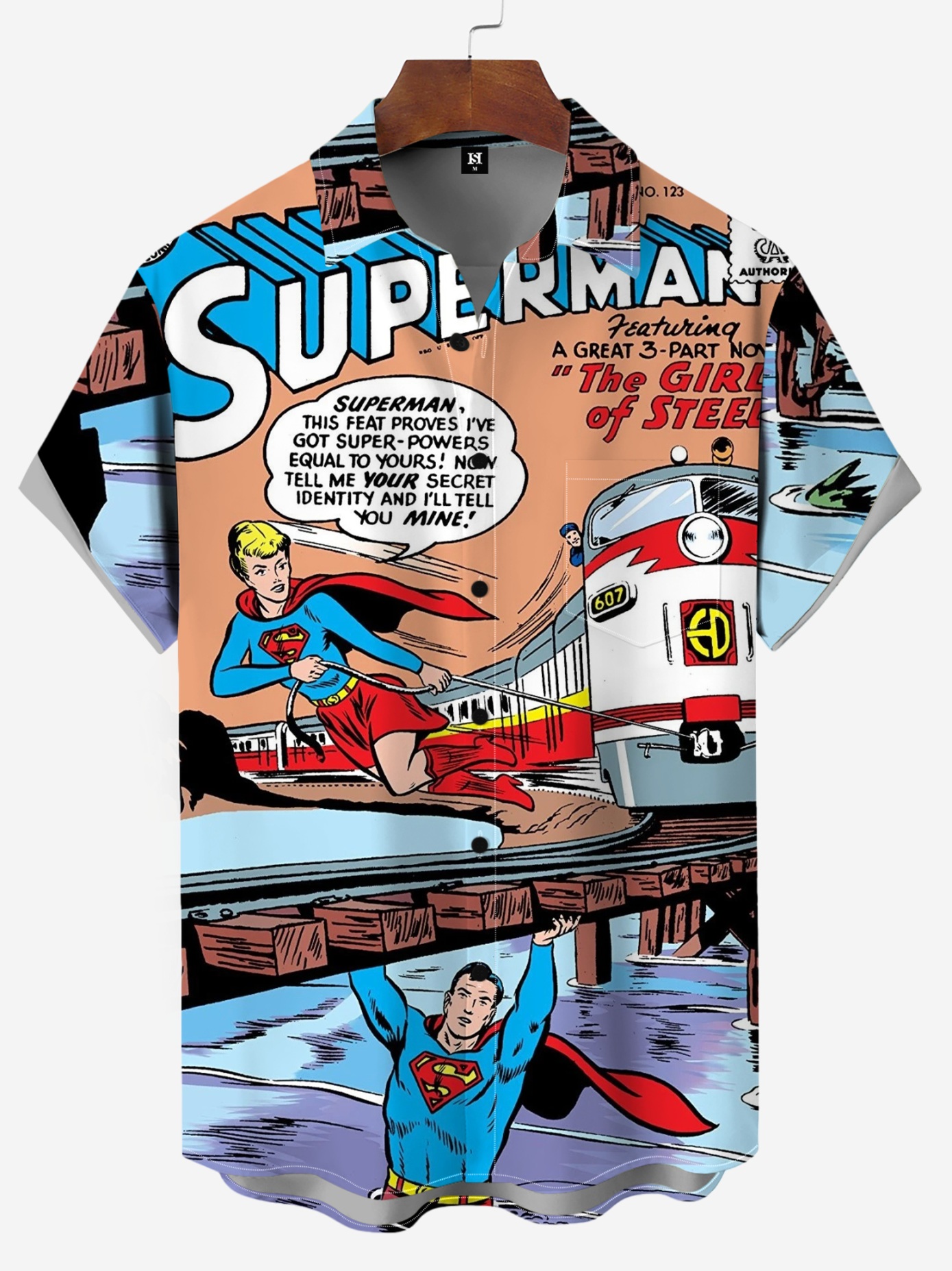 Men's Classic Comic Print Short Sleeve Shirt 9813