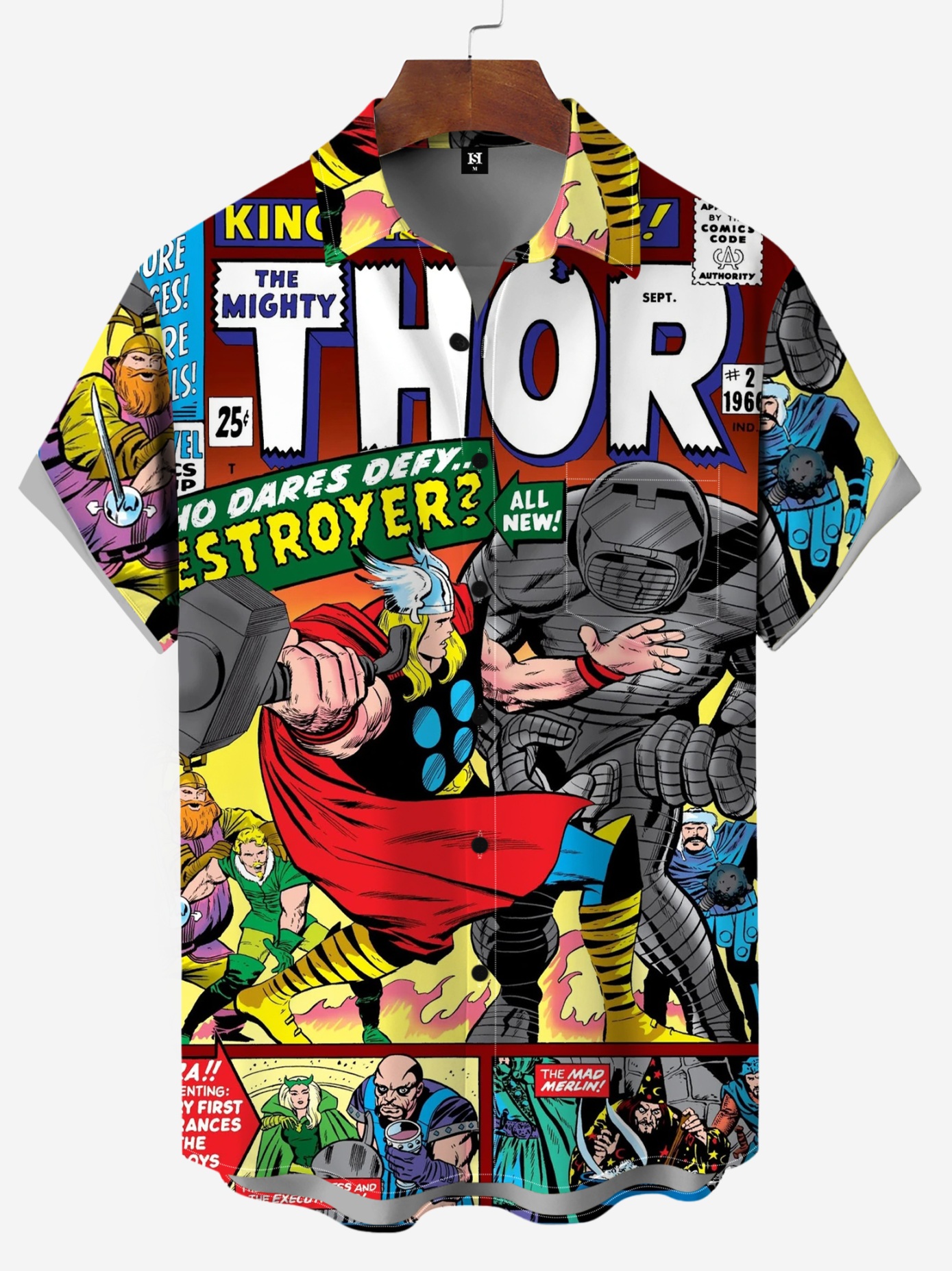 Men's Classic Comic Print Short Sleeve Shirt 9821