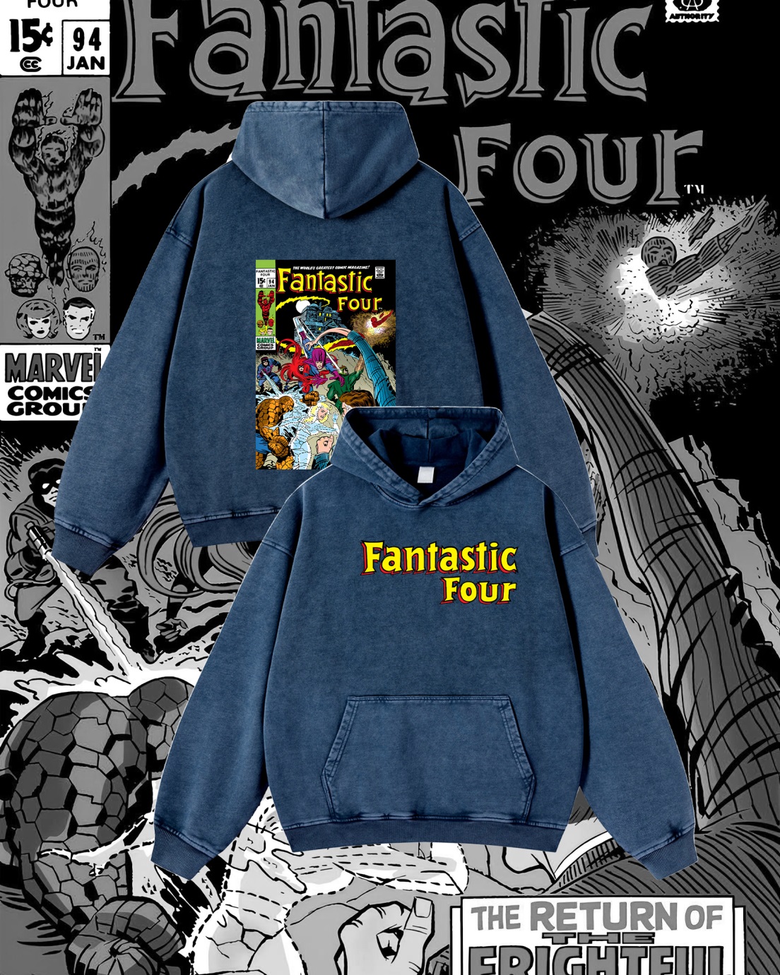 Superhero Vintage Washed Hoodie 024