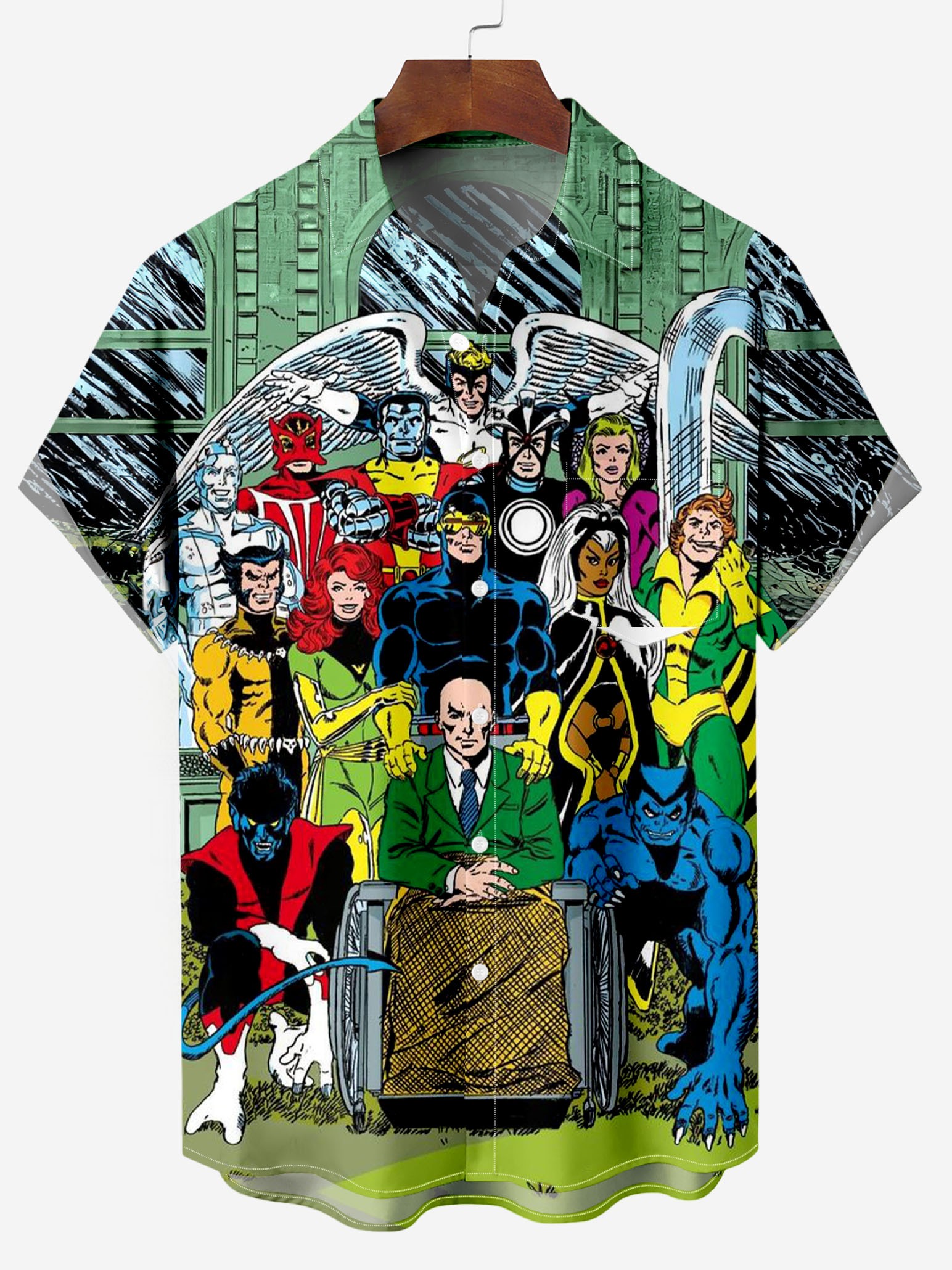 Retro Classic Hero Print Chest Pocket Shirt