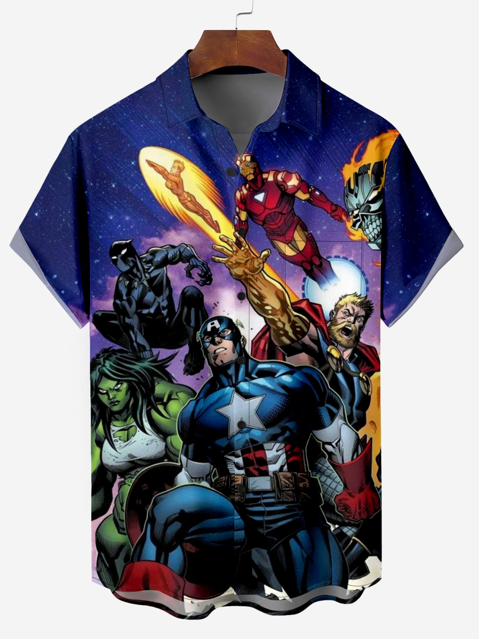 The Heros Team Coming Pattern Chest Pocket Shirt