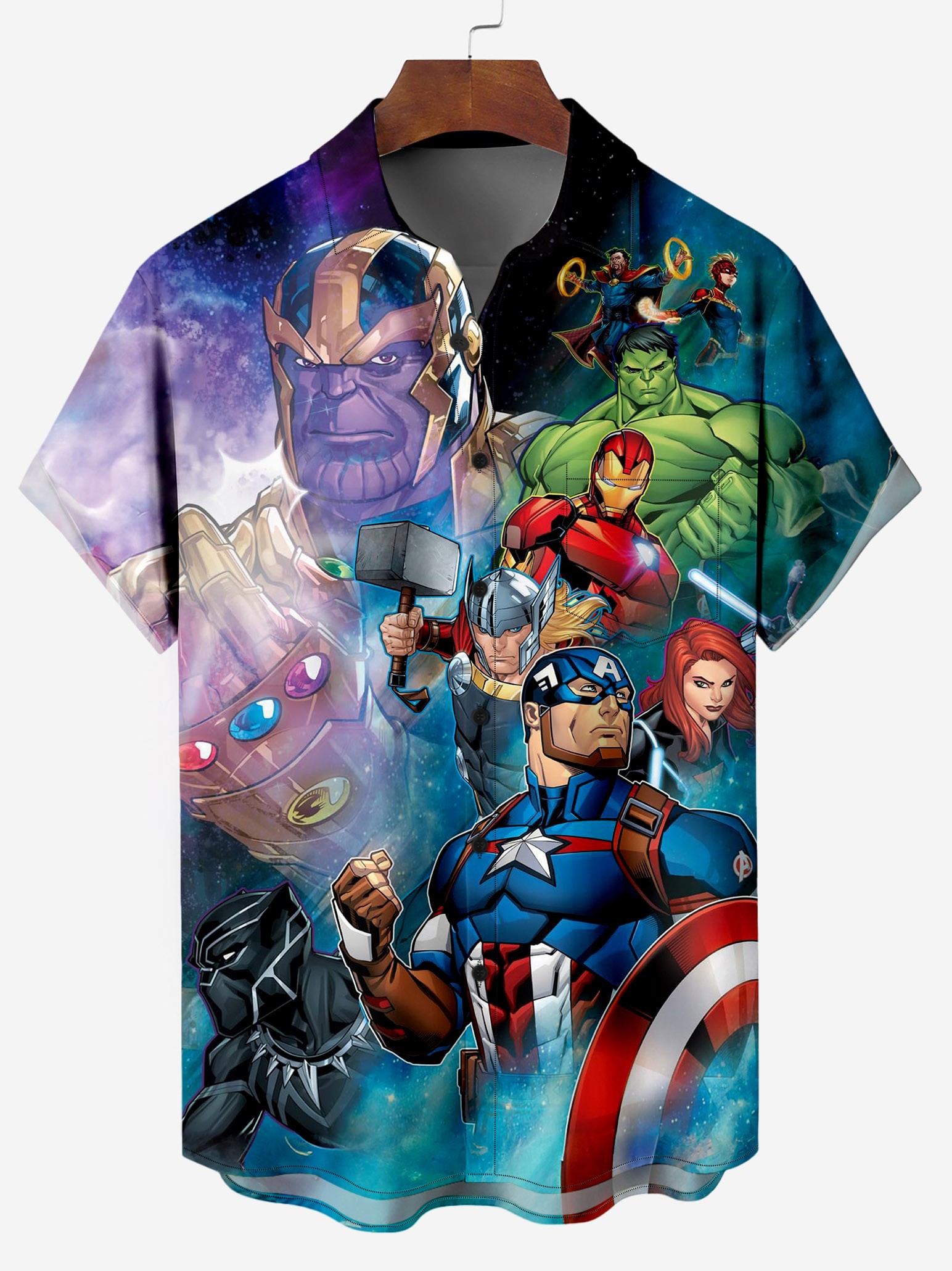 The Strong Heros Team on Galaxy Pattern Chest Pocket Shirt