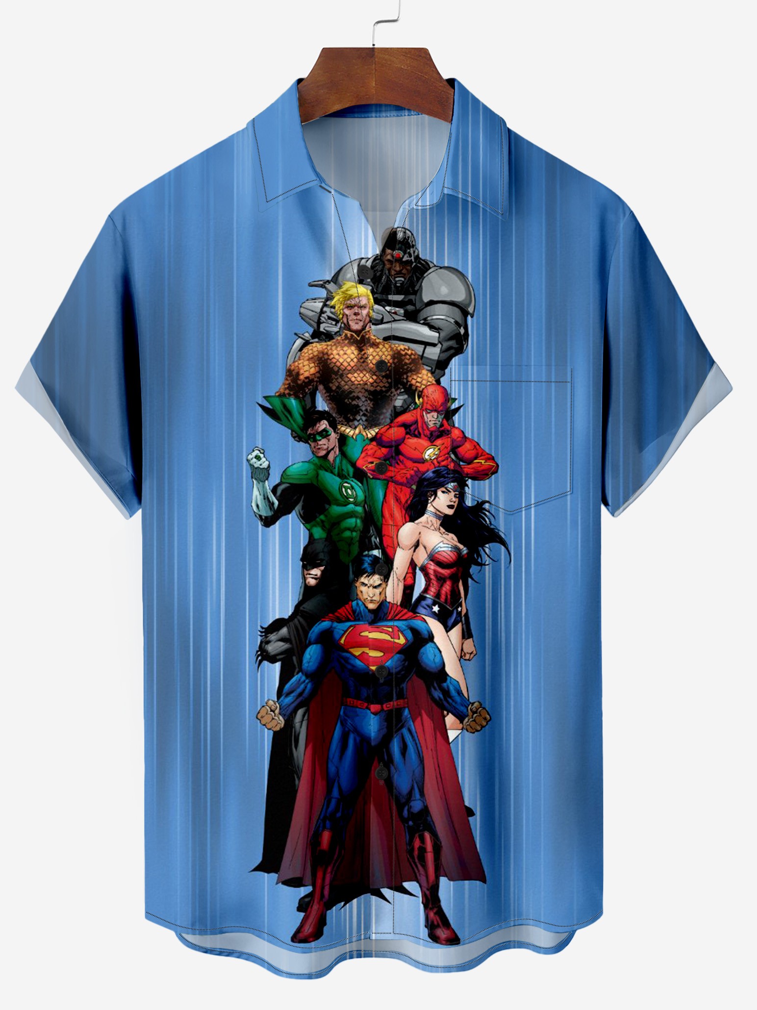 SuperHeroS Pattern Chest Pocket Shirt