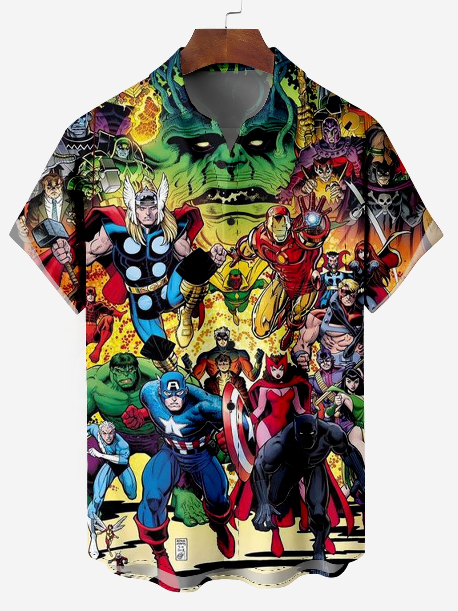 Superheros Fighting Chest Pocket Shirt