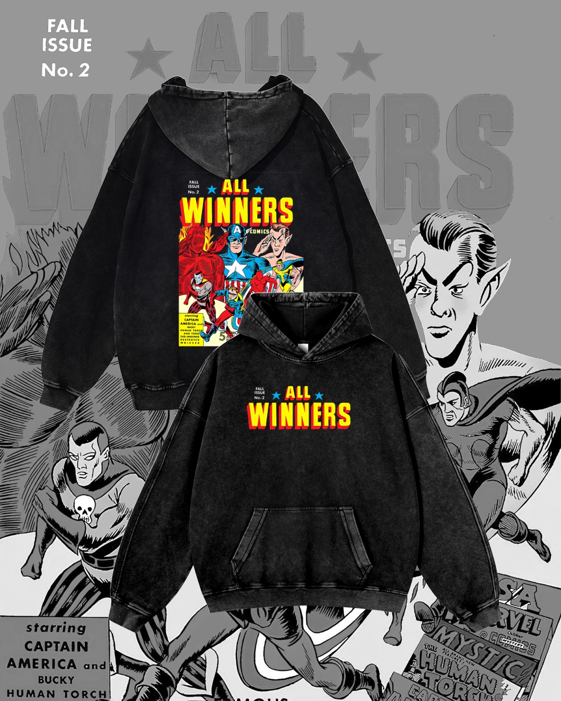 Superhero Vintage Washed Hoodie 014