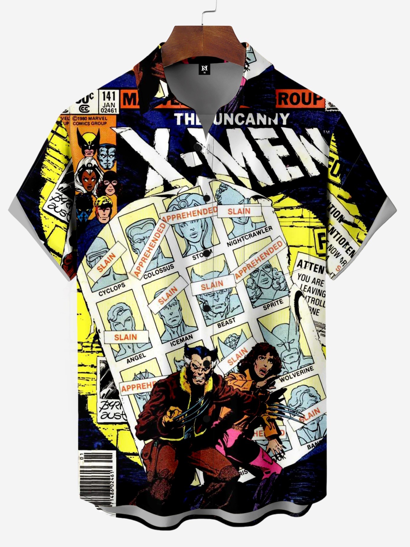 Men's Comic Printed Short Sleeved Shirt 011