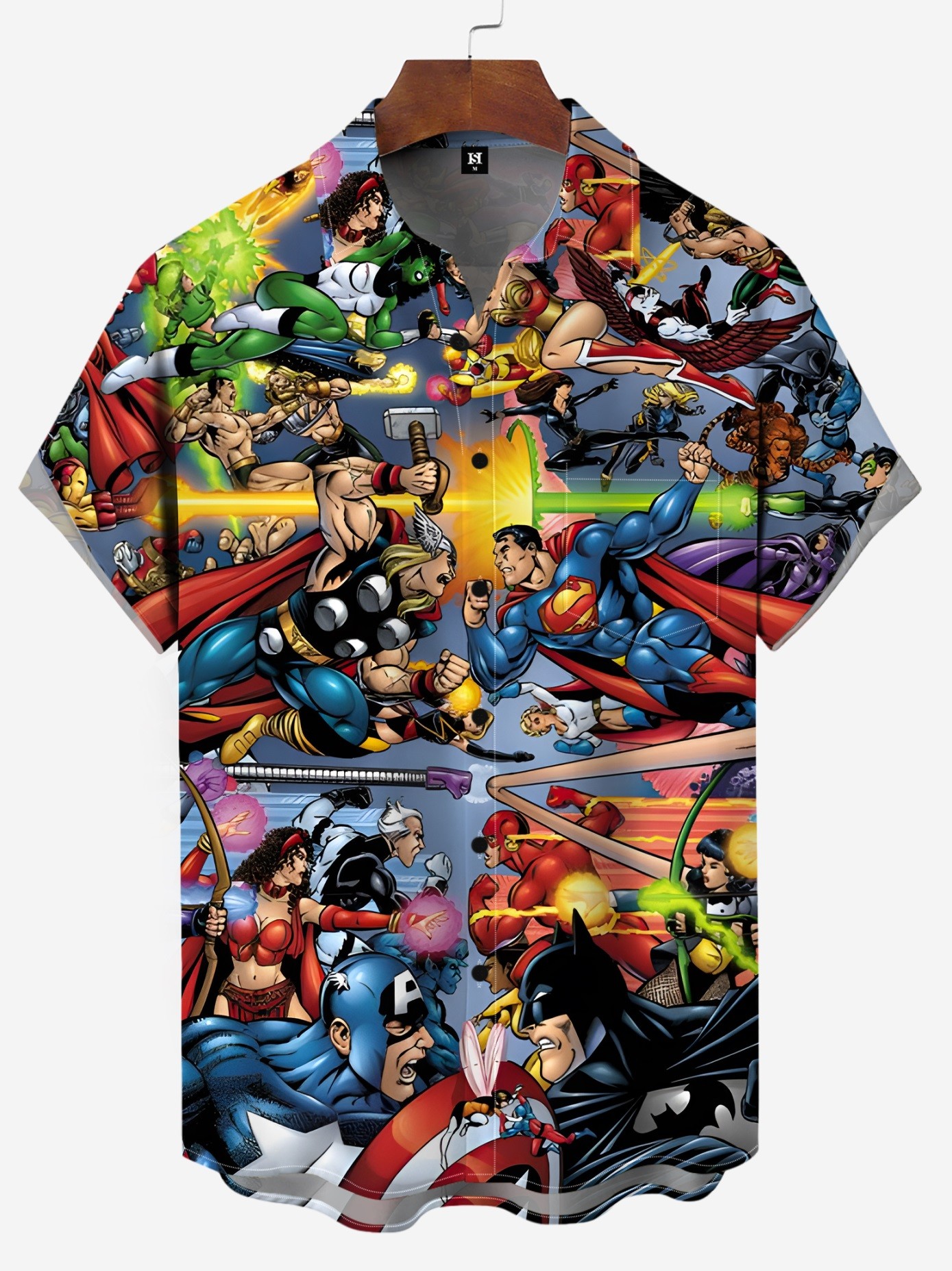 Men's Comic Printed Short Sleeved Shirt 0004