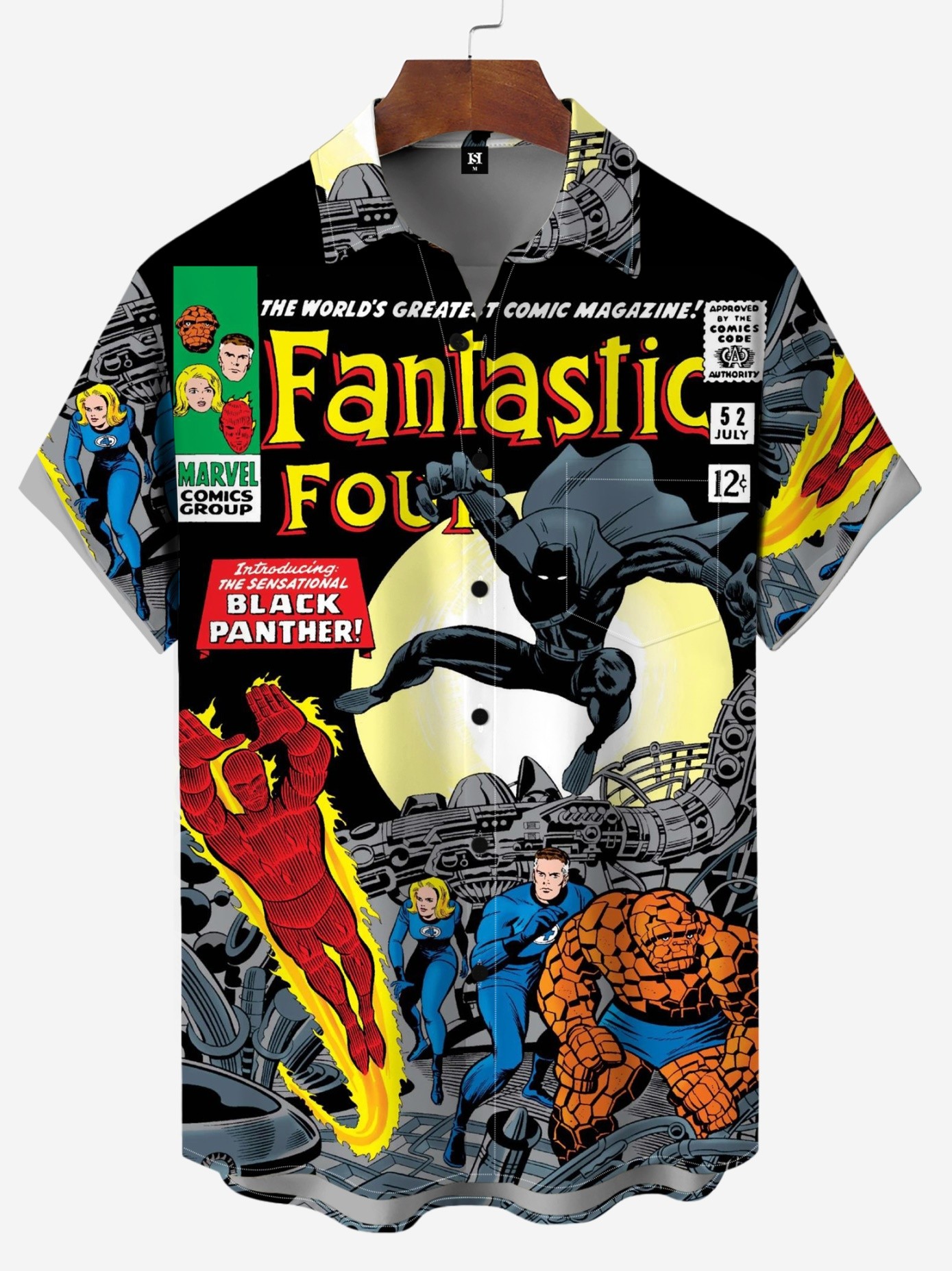 Men's Comic Printed Short Sleeved Shirt 3128