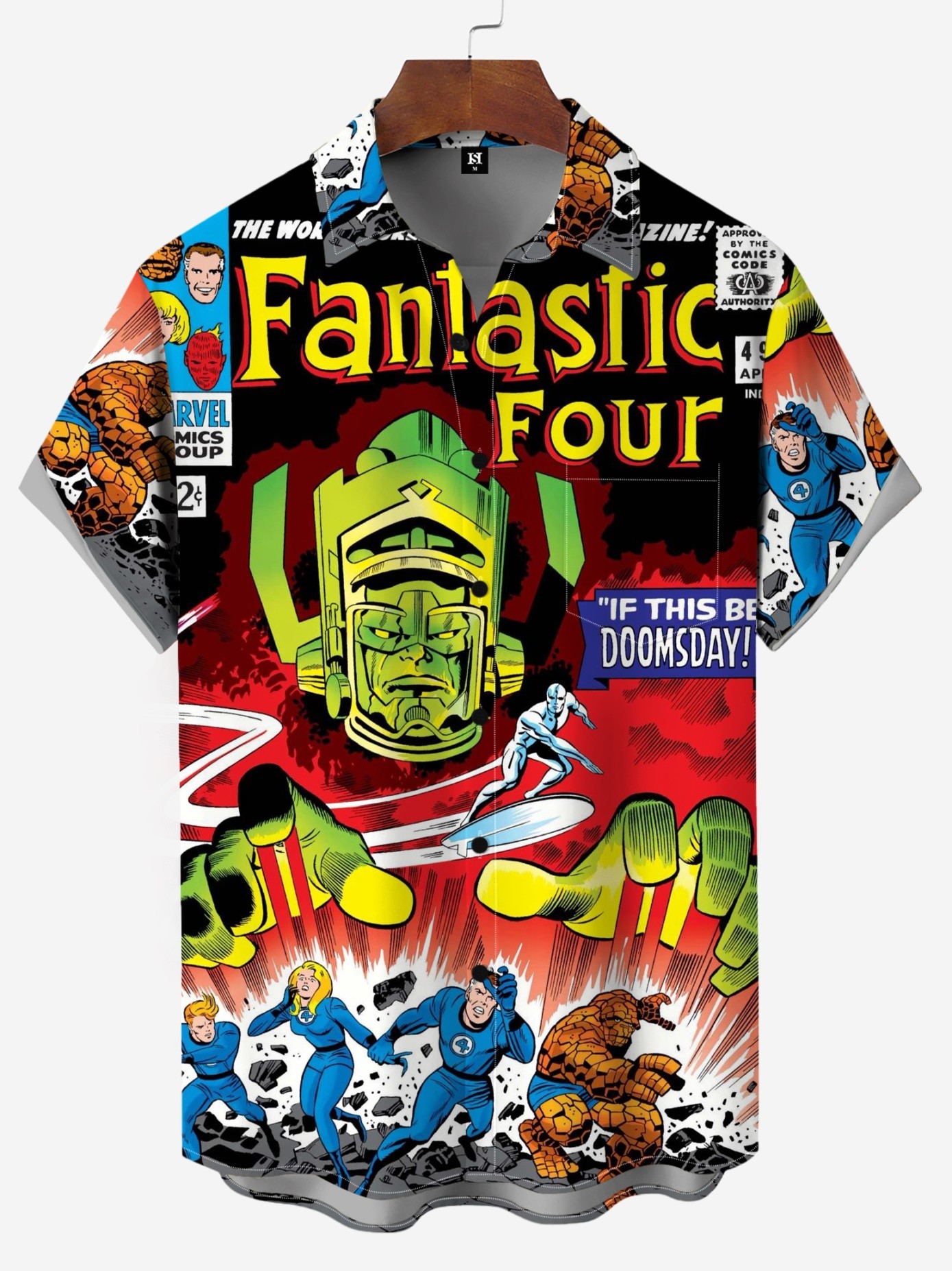 Men's Comic Printed Short Sleeved Shirt 3232