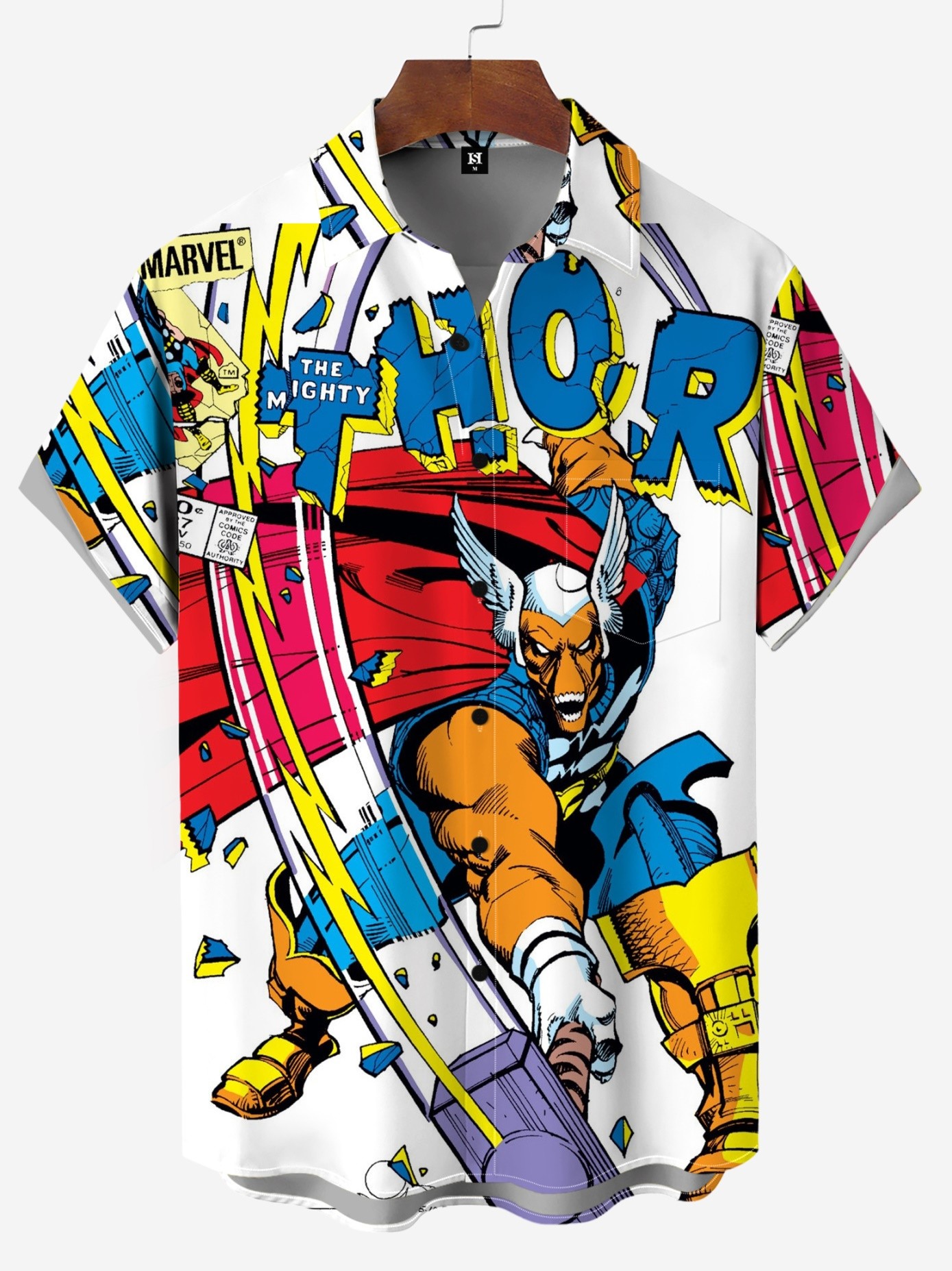 Men's Comic Printed Short Sleeved Shirt 3605