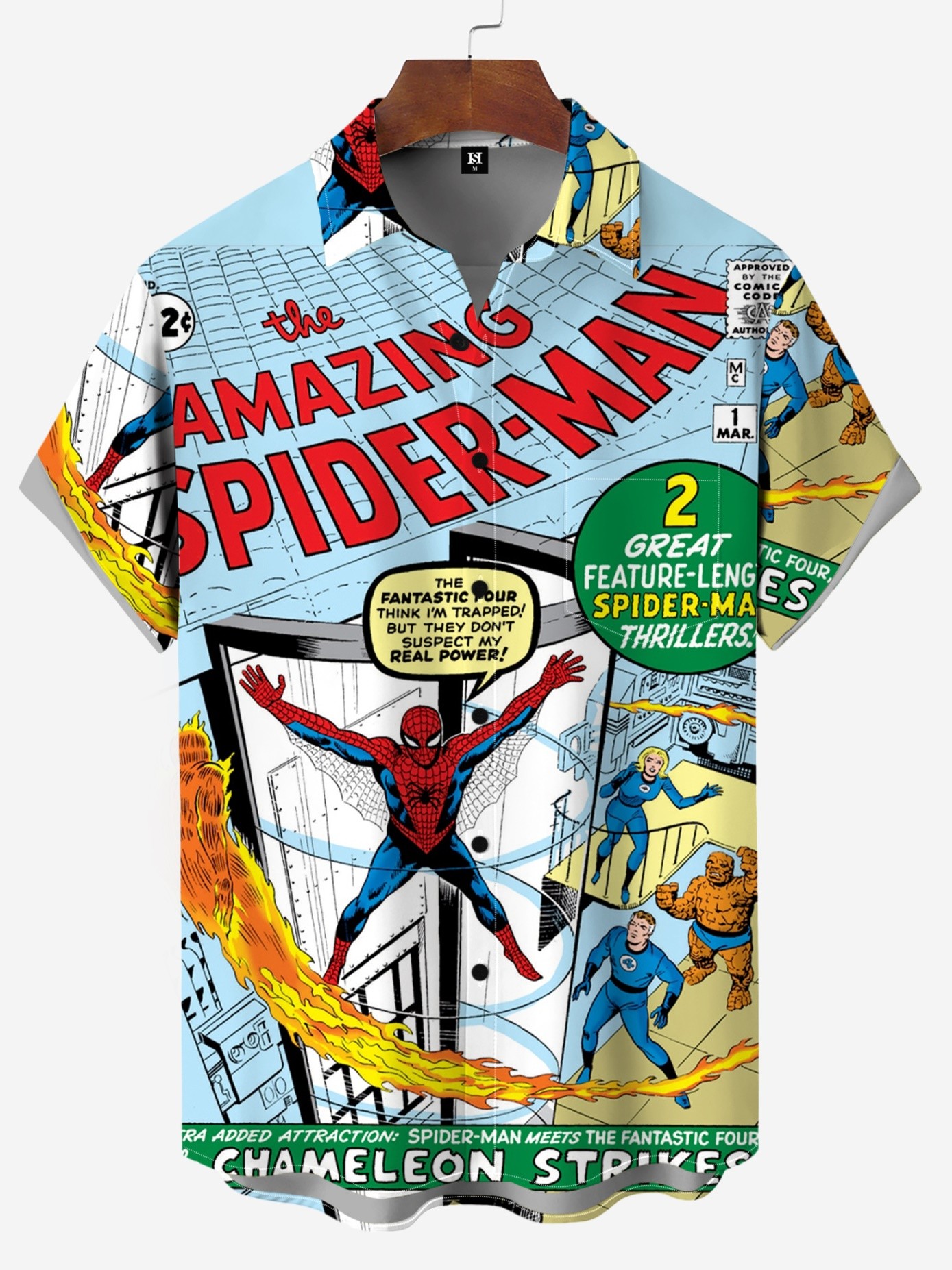 Men's Comic Printed Short Sleeved Shirt 3717