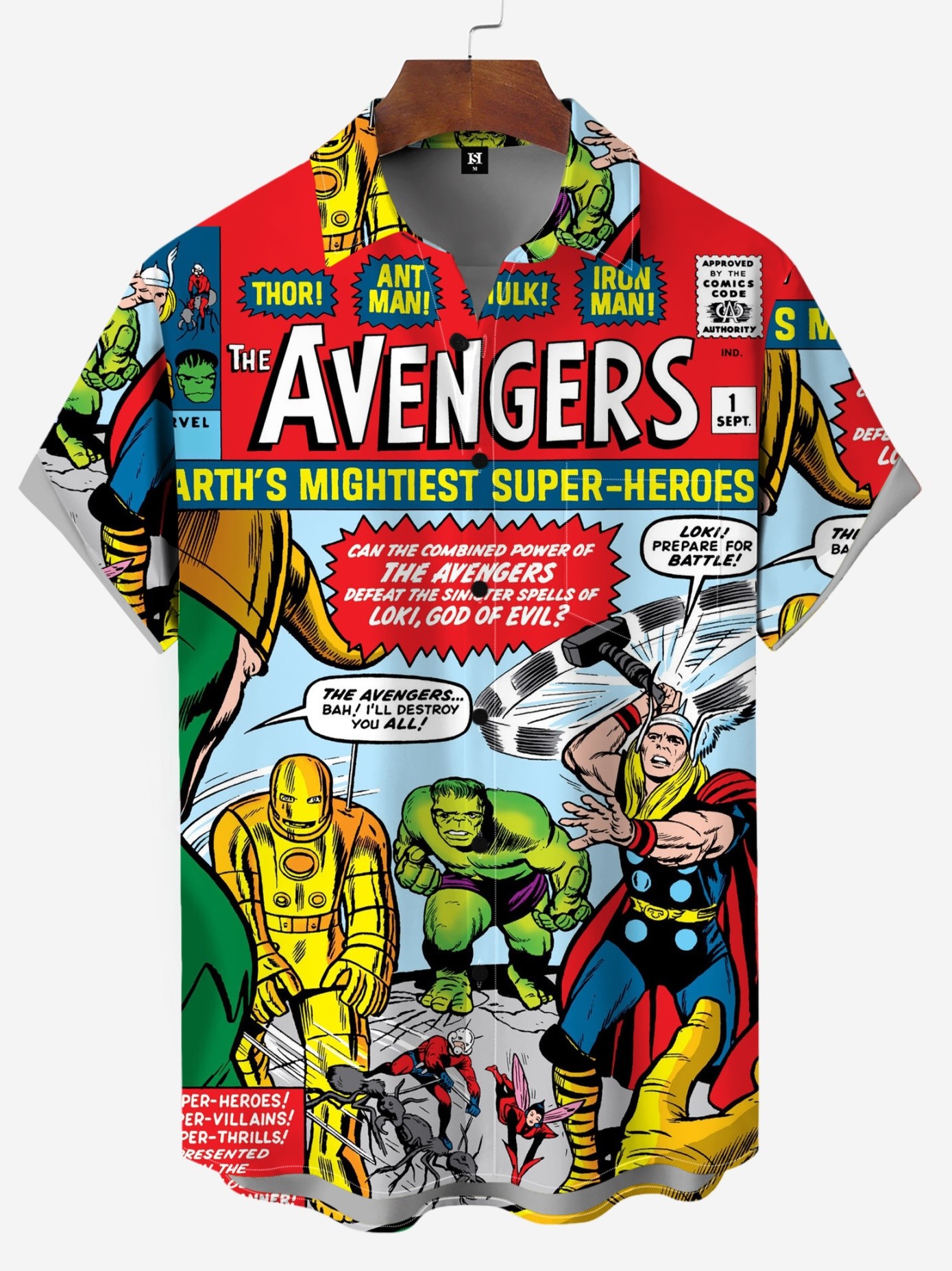 Men's Comic Printed Short Sleeved Shirt 3721