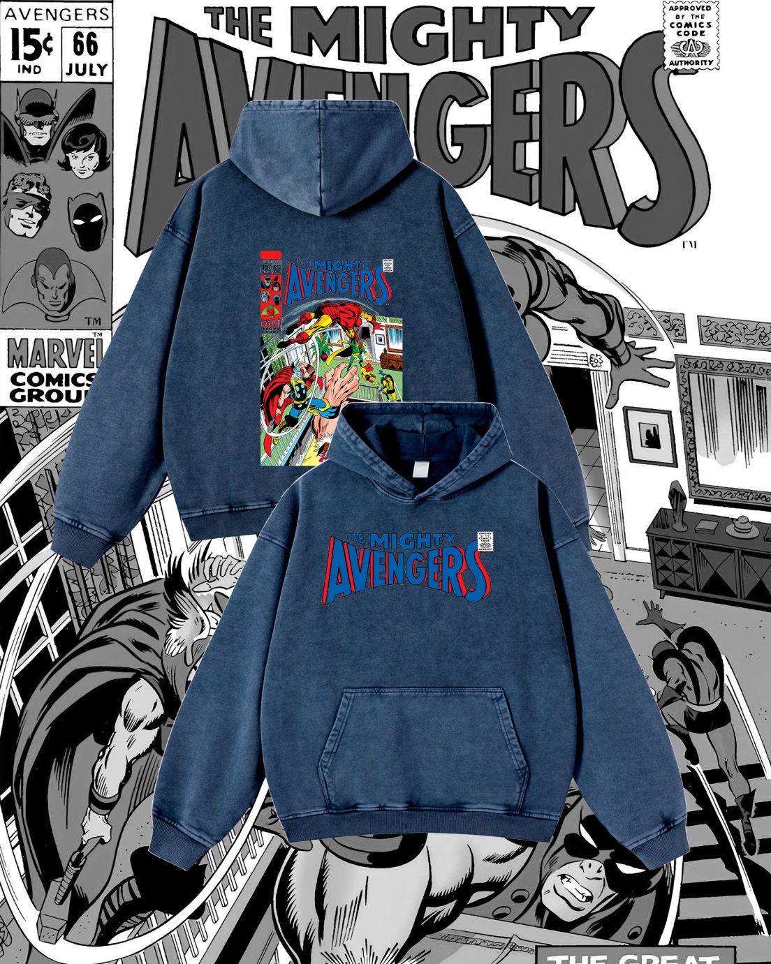 Superhero Vintage Washed Hoodie 015