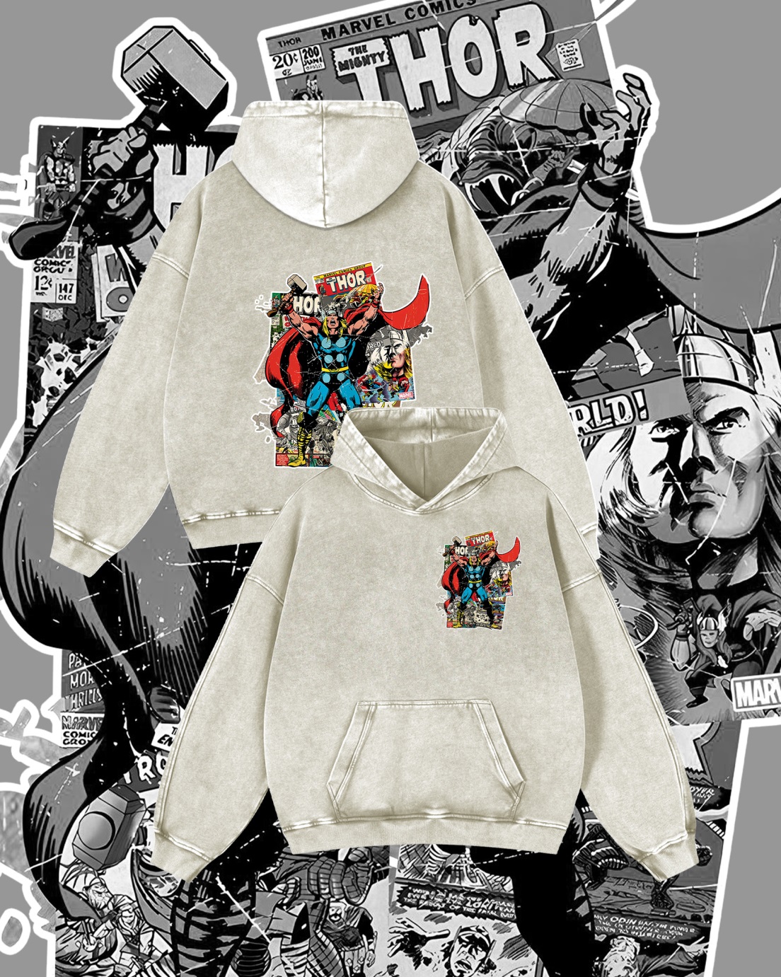Superhero Vintage Washed Hoodie 016