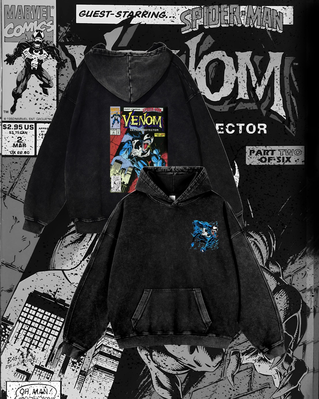 Superhero Vintage Washed Hoodie 017