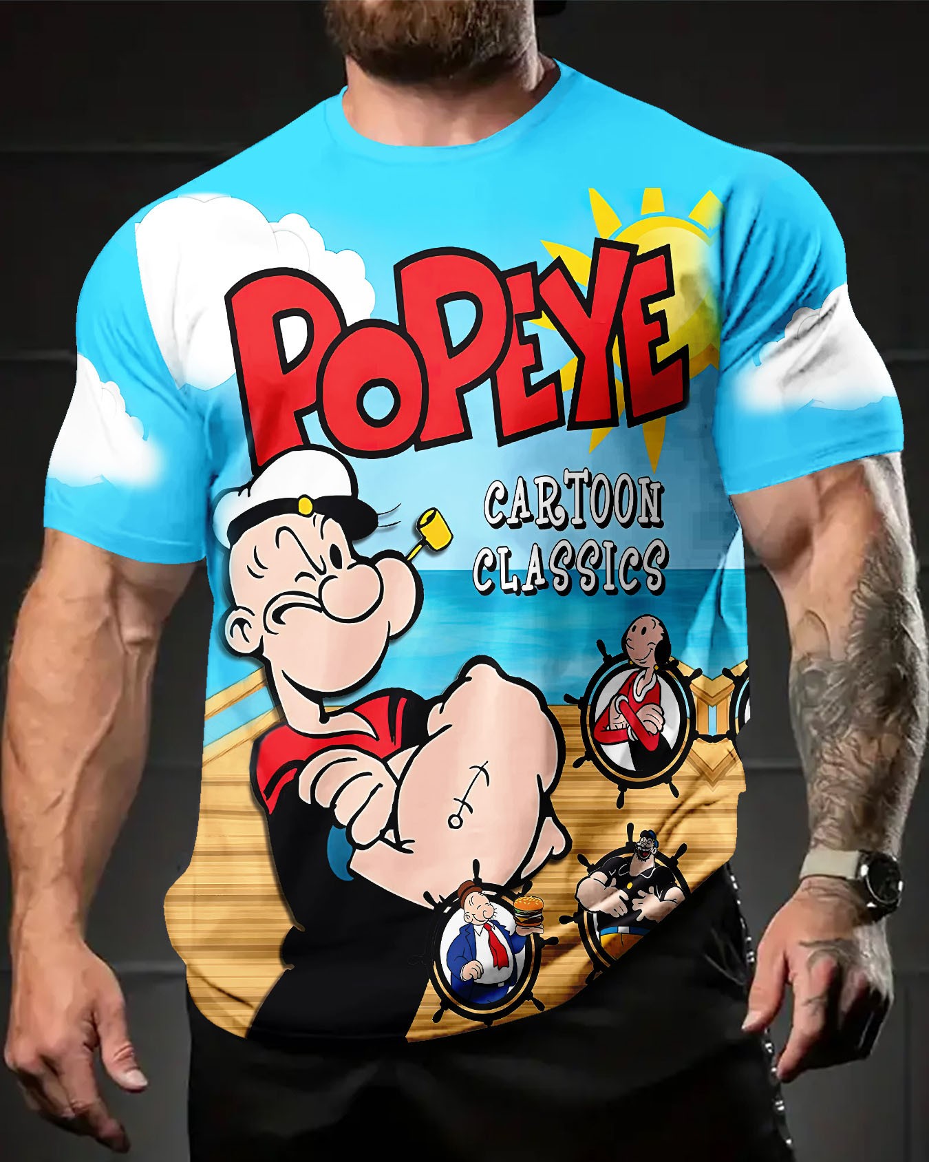 Fun Nostalgic Cartoon Print Short-Sleeved T-Shirt 016