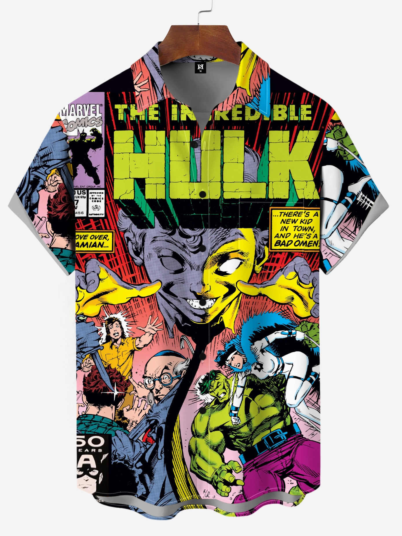 Men's Classic Comic Print Short Sleeve Shirt 842
