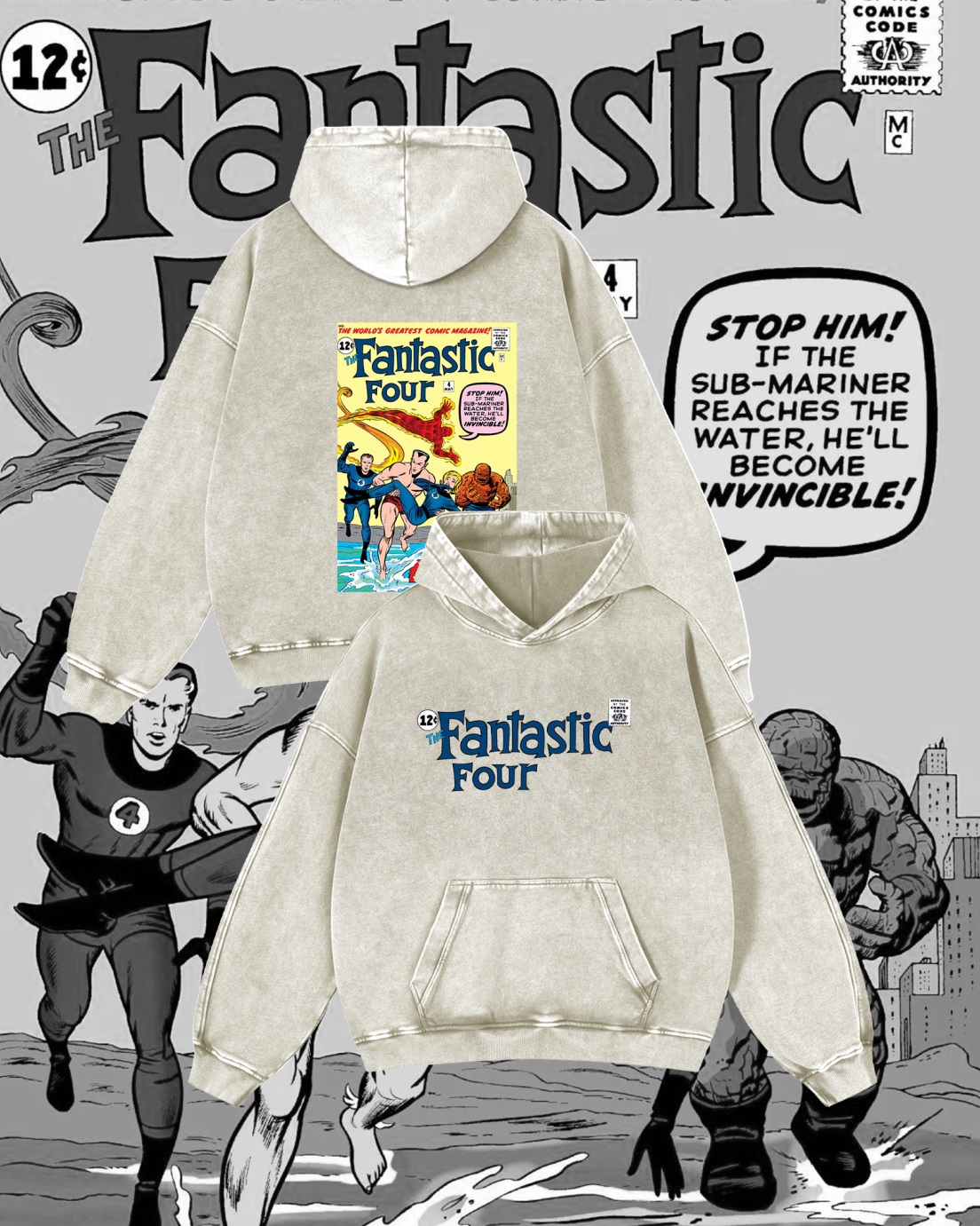 Superhero Vintage Washed Hoodie 020