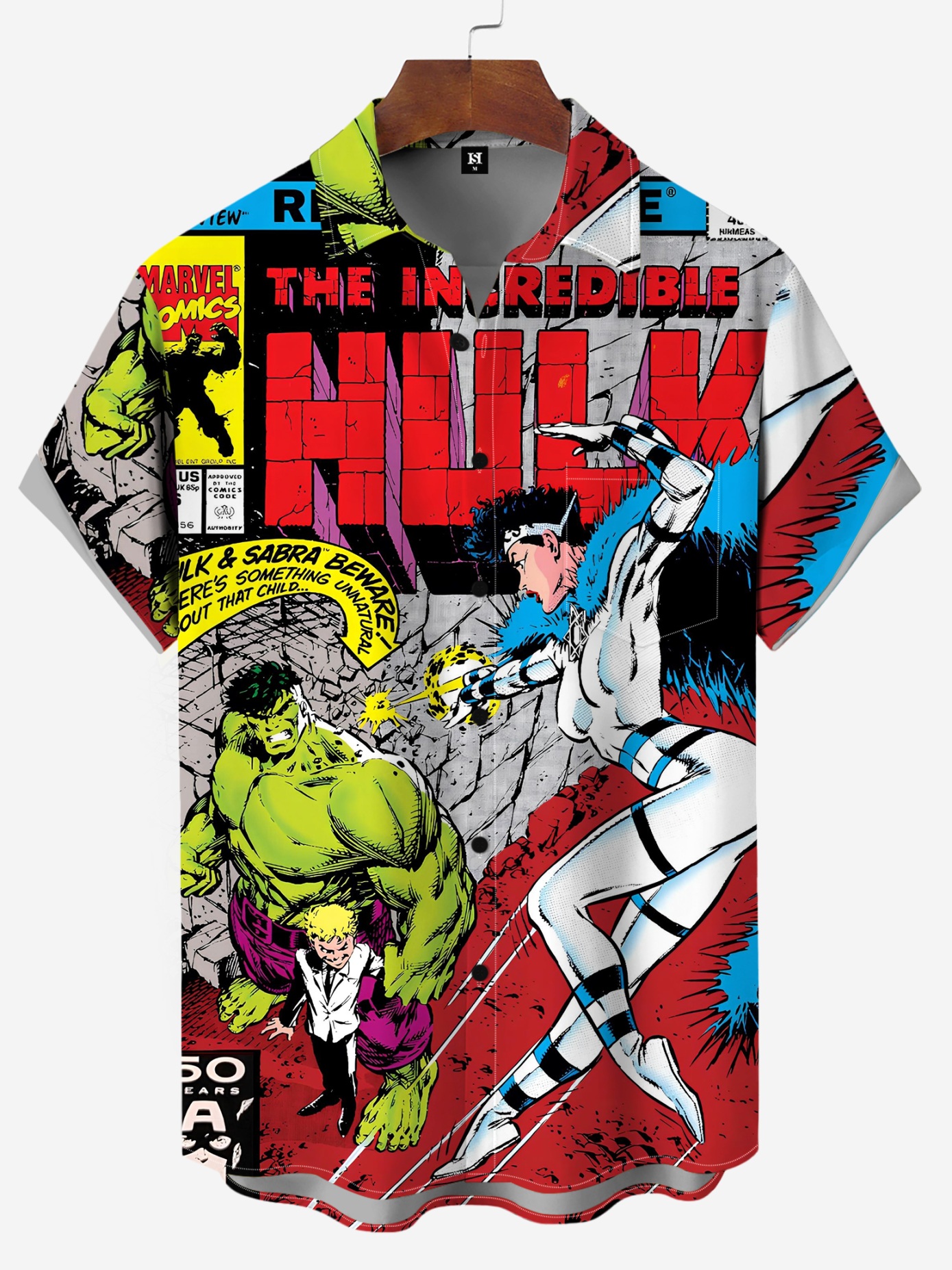 Men's Classic Comic Print Short Sleeve Shirt 846