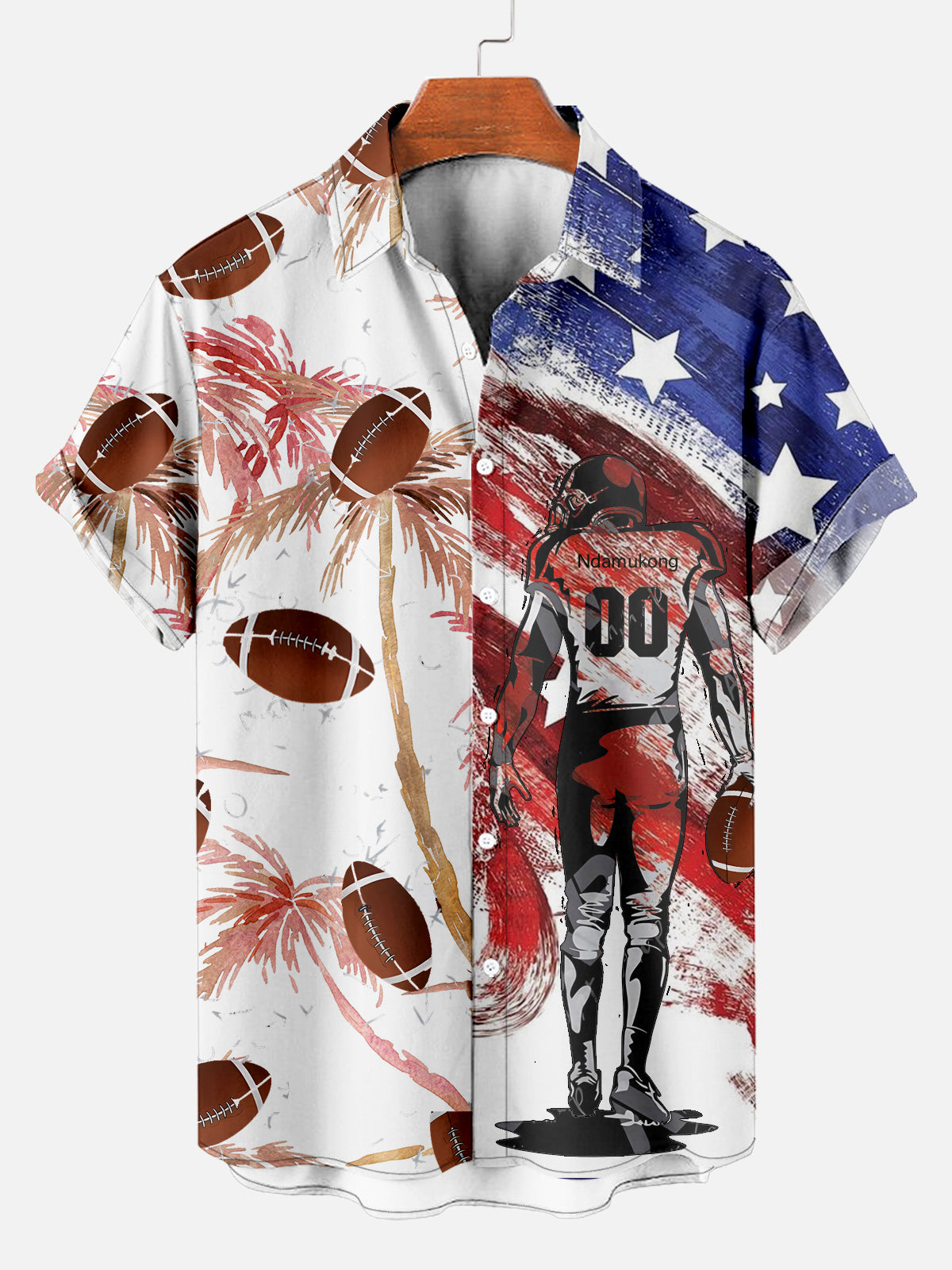 Men's Classic American Football Print Shirt