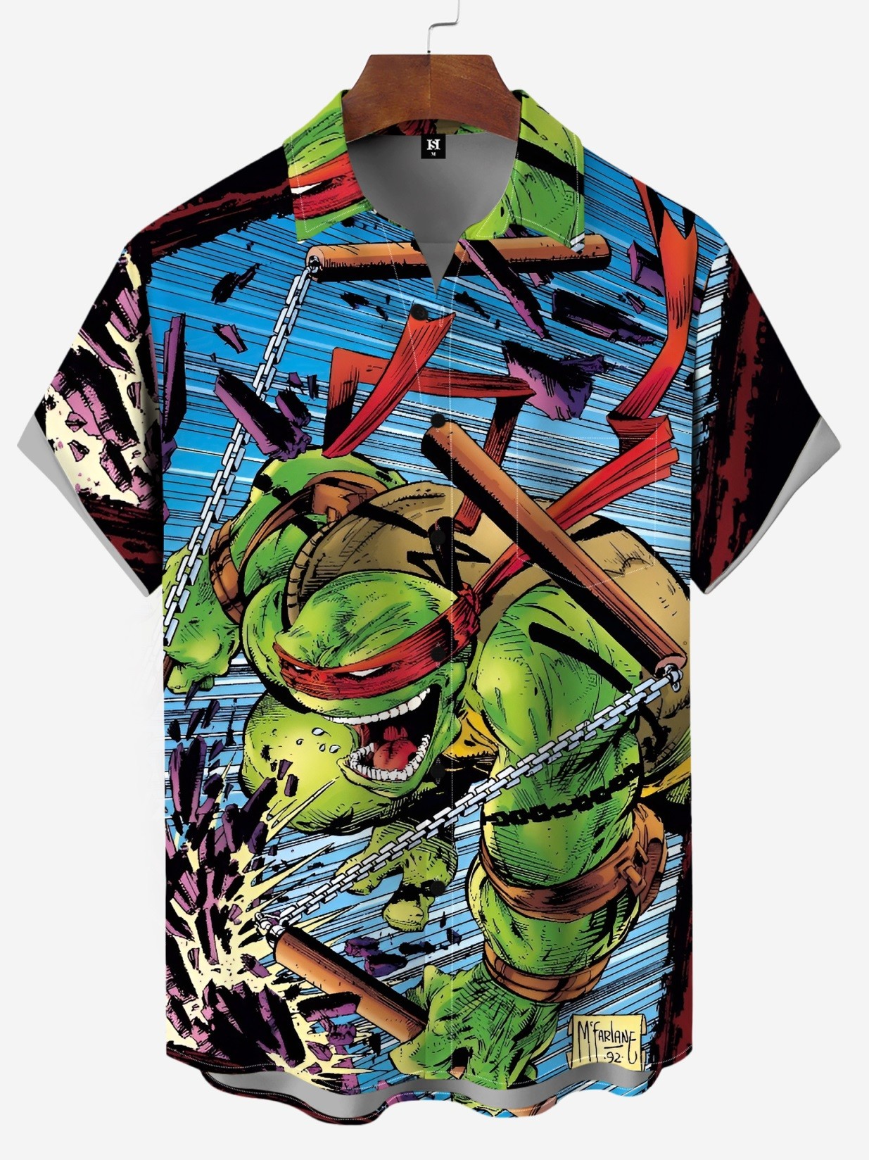 Men's Marvel Punisher and Batman Retro All-Over Print Short-Sleeve Shirt