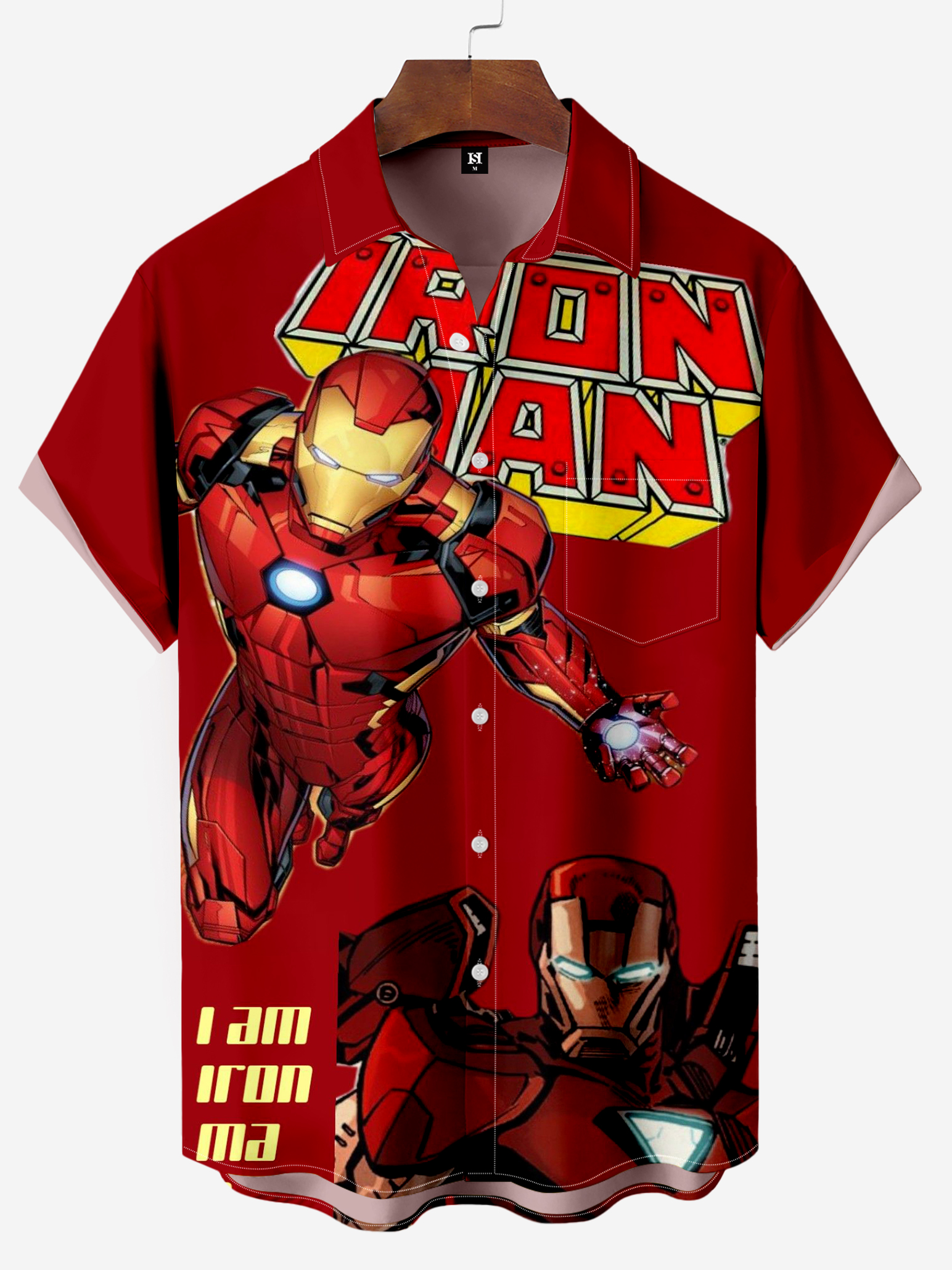 Men's Classic Comic Print Short Sleeve Shirt A306