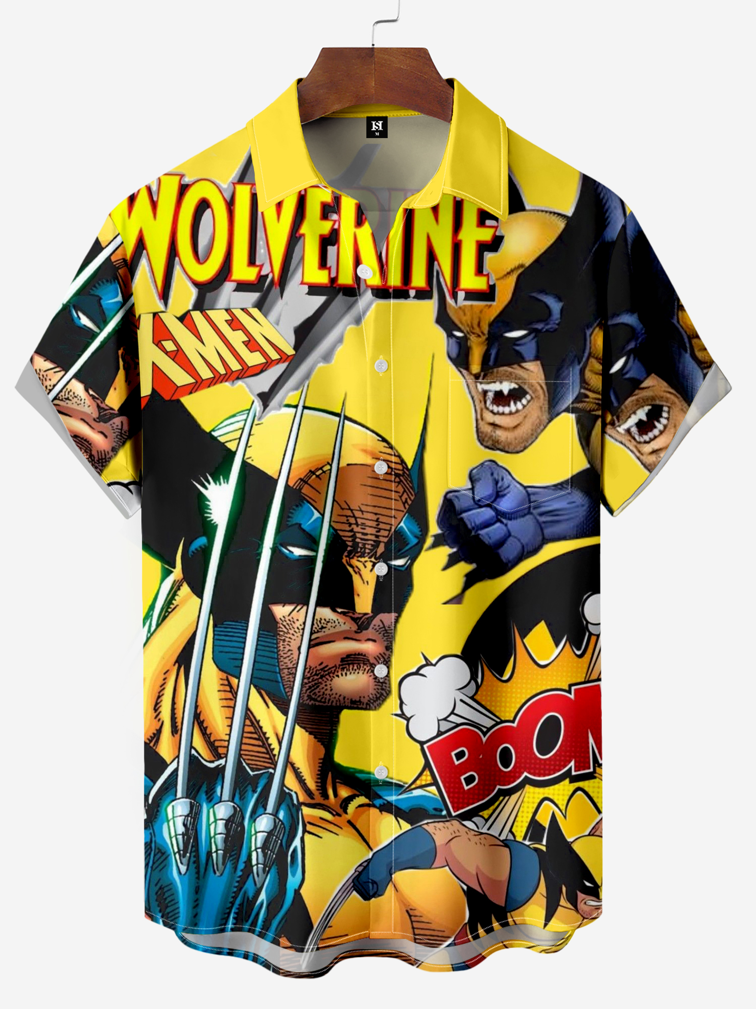 Men's Classic Comic Print Short Sleeve Shirt A305