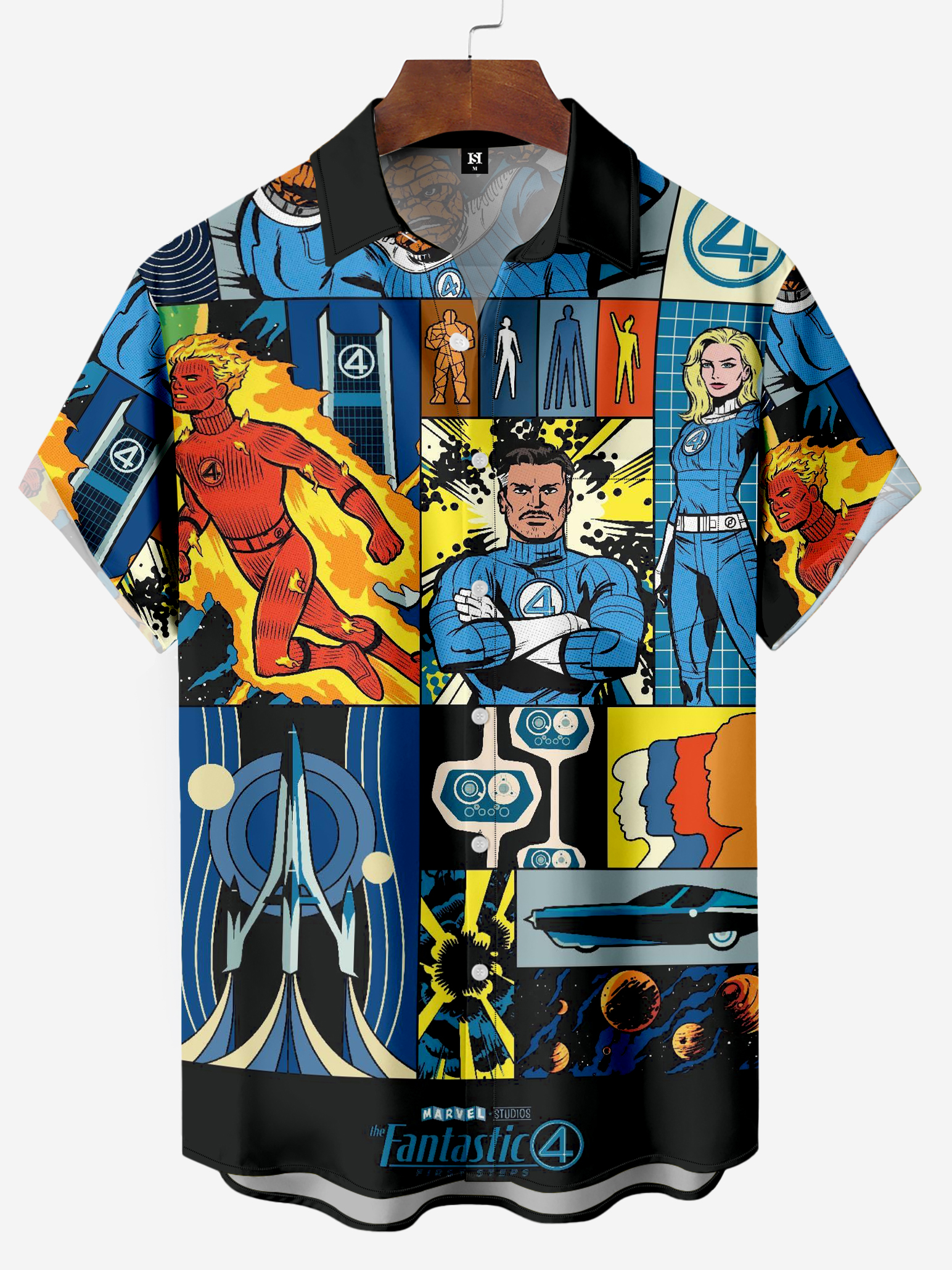 Men's Classic Comic Print Short Sleeve Shirt A303