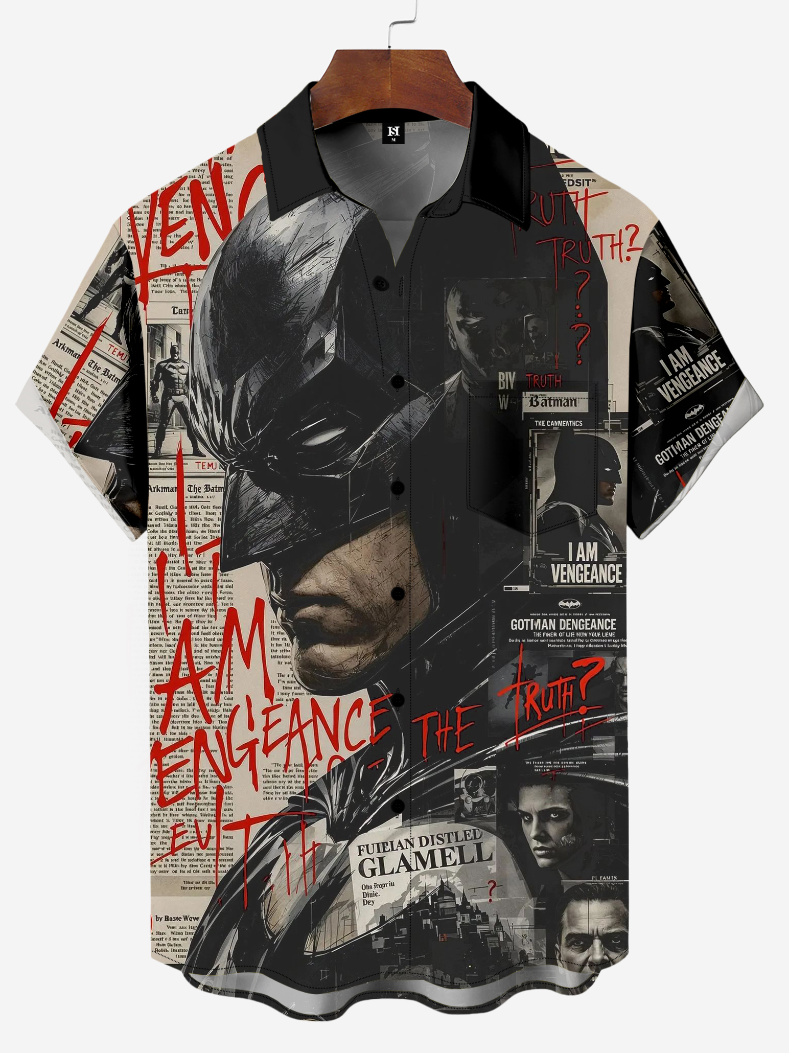 Men's Classic Comic Print Short Sleeve Shirt A300