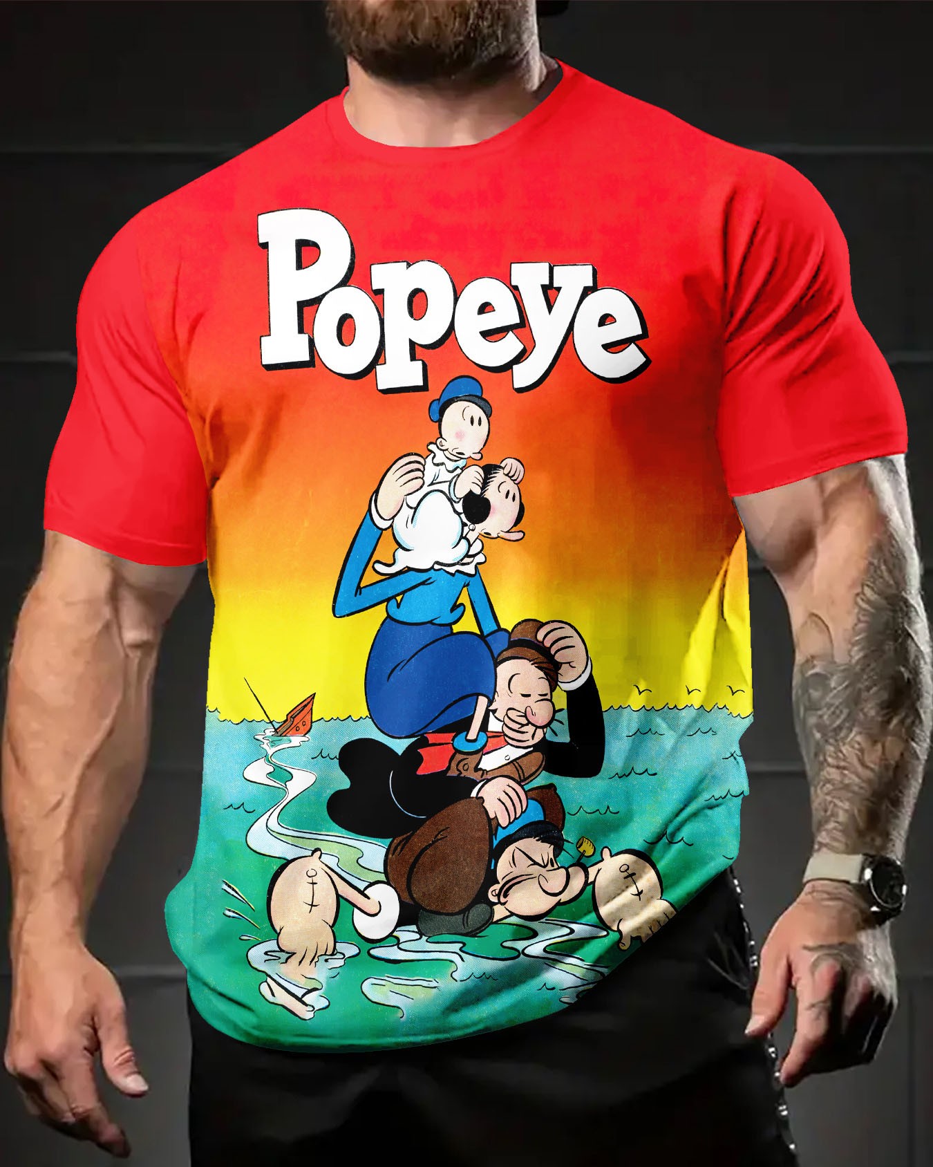Fun Nostalgic Cartoon Print Short-Sleeved T-Shirt 005