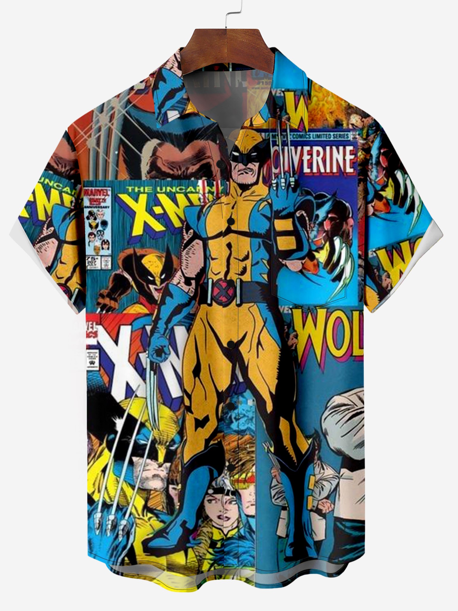 American Classic Hero Comic Book Movie Graphic Chest Pocket Shirt