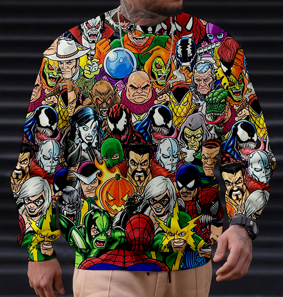 American Heroism Hero Collection Animated Print Sweatshirt Hoodie