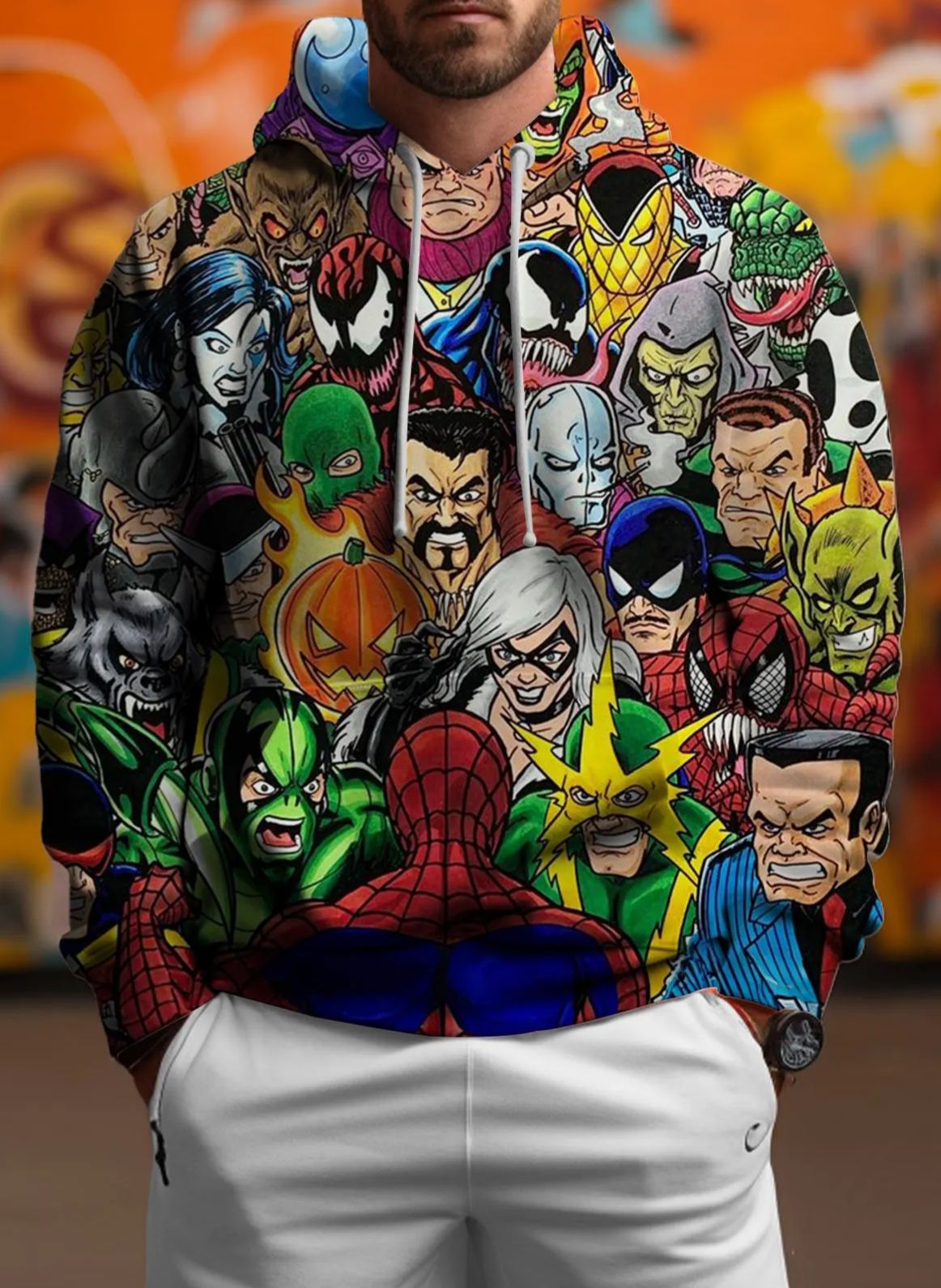 Retro Hero Funny Pattern Pattern Hoodie