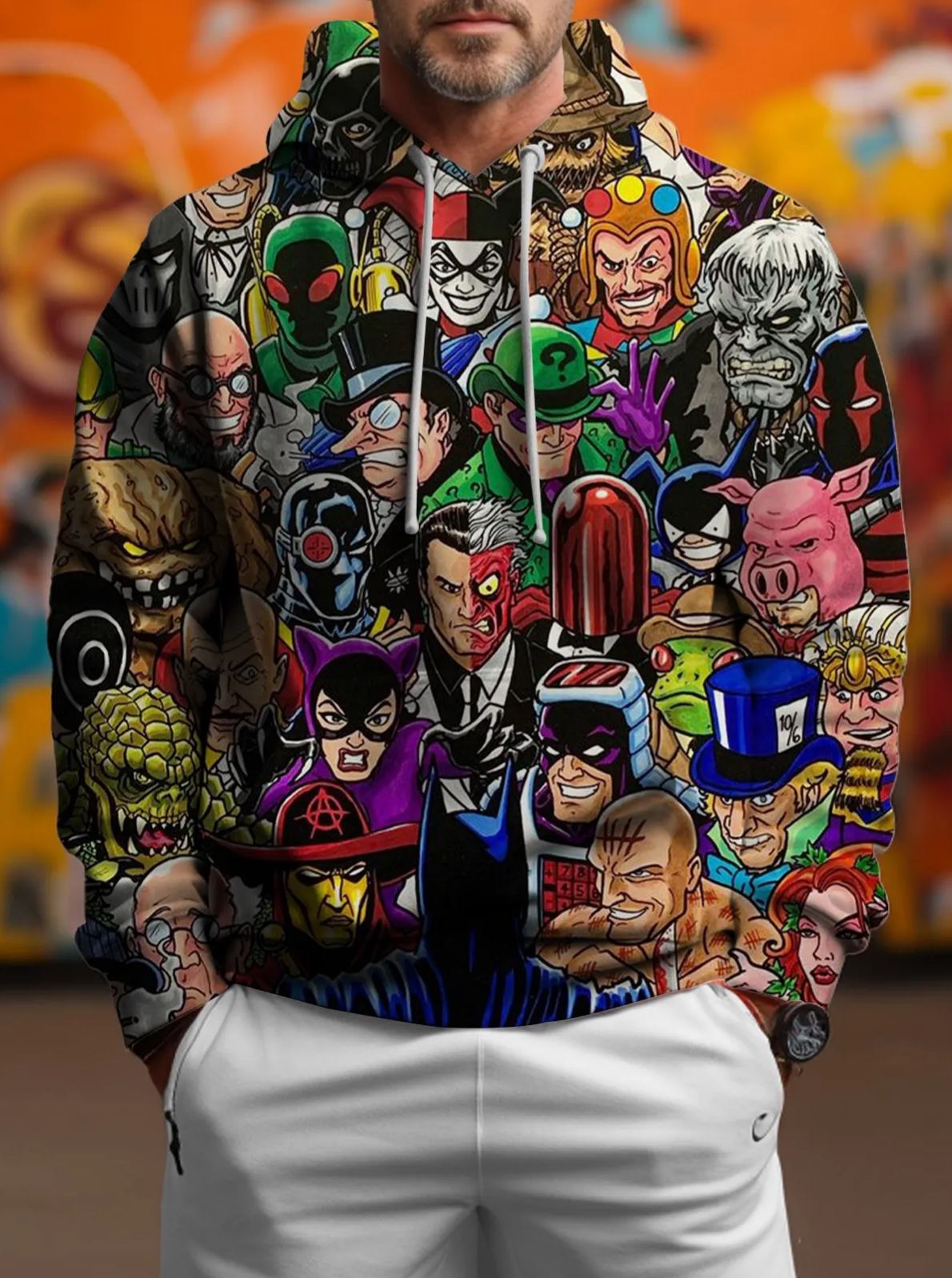 Classic Retro Heros Pattern1 Pattern Hoodie