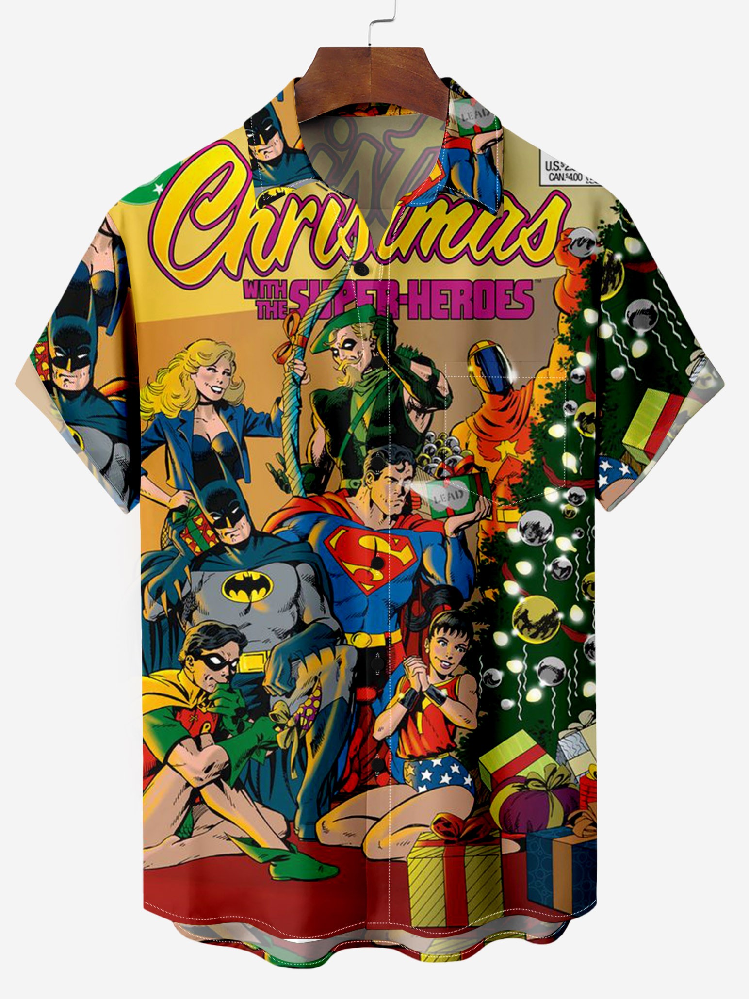 Christmas Retro Hero Collection Comic Poster Short Sleeve Shirt