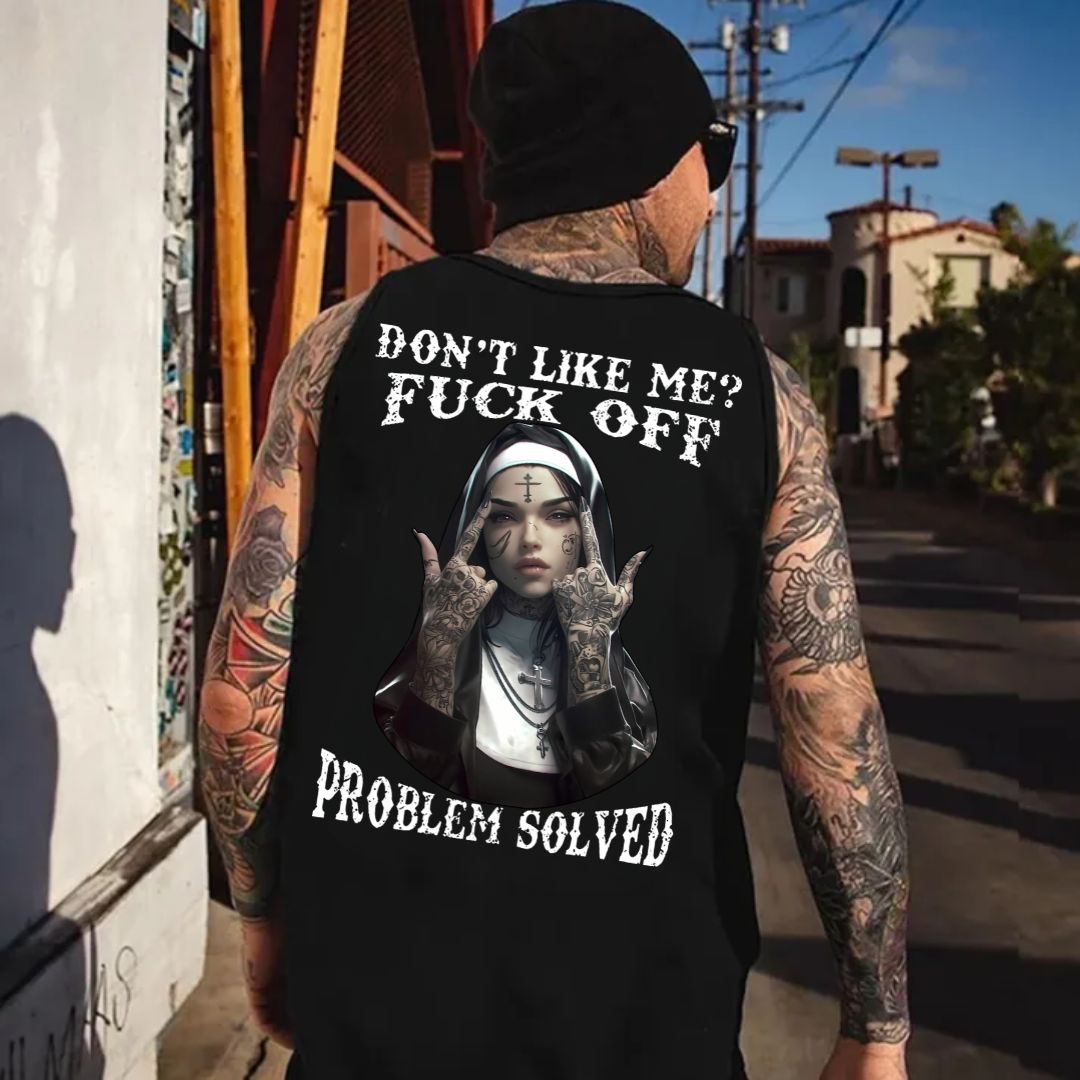 DON'T LIKE ME F*CK OFF Defiant Nun Print Men's Vest