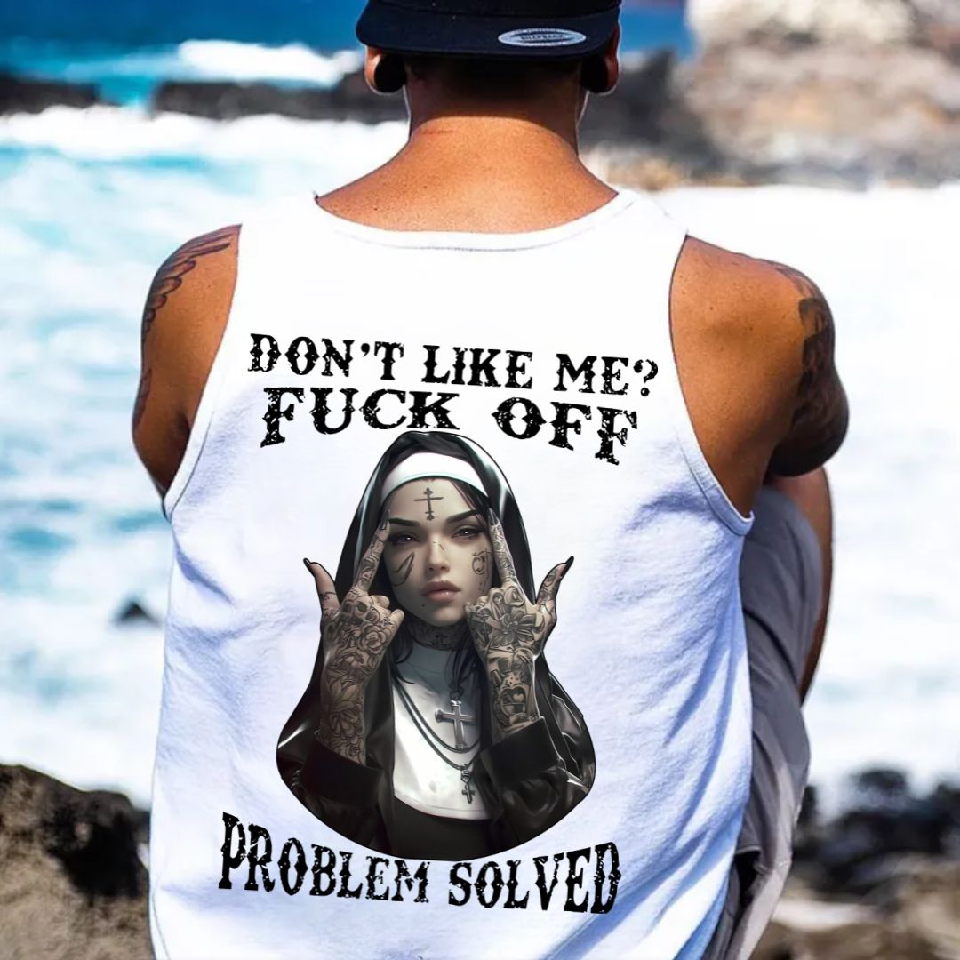 DON'T LIKE ME F*CK OFF Defiant Nun Print Men's Vest