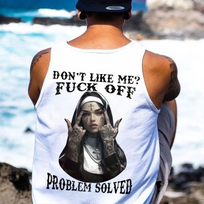 DON'T LIKE ME F*CK OFF Defiant Nun Print Men's Vest