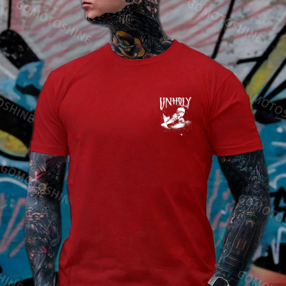 UNHOLY Nun Smoking Dark Style Black Print T-shirt