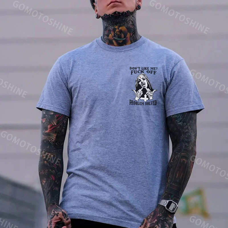 DON'T LIKE ME Defiant Nun Black Print T-Shirt