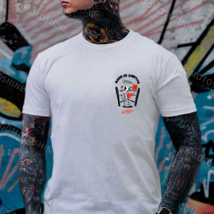 BASH THE LIMITER No Mercy Fighting Tool Man Graphic Black Print T-shirt