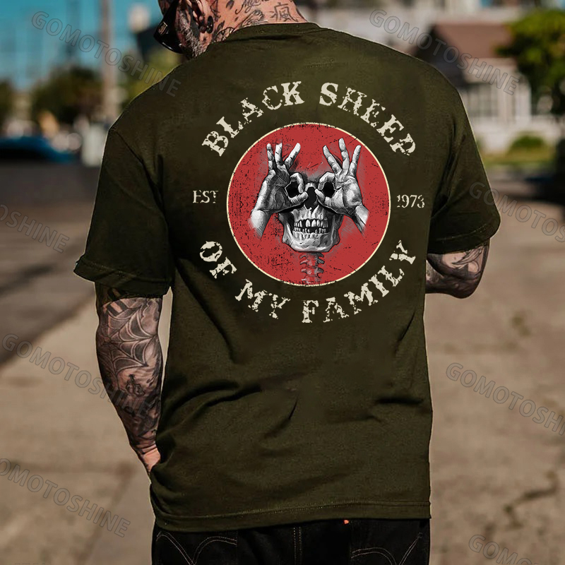 BLACK SHEEP OF MY FAMILY Skull With OK Print Men's T-Shirt
